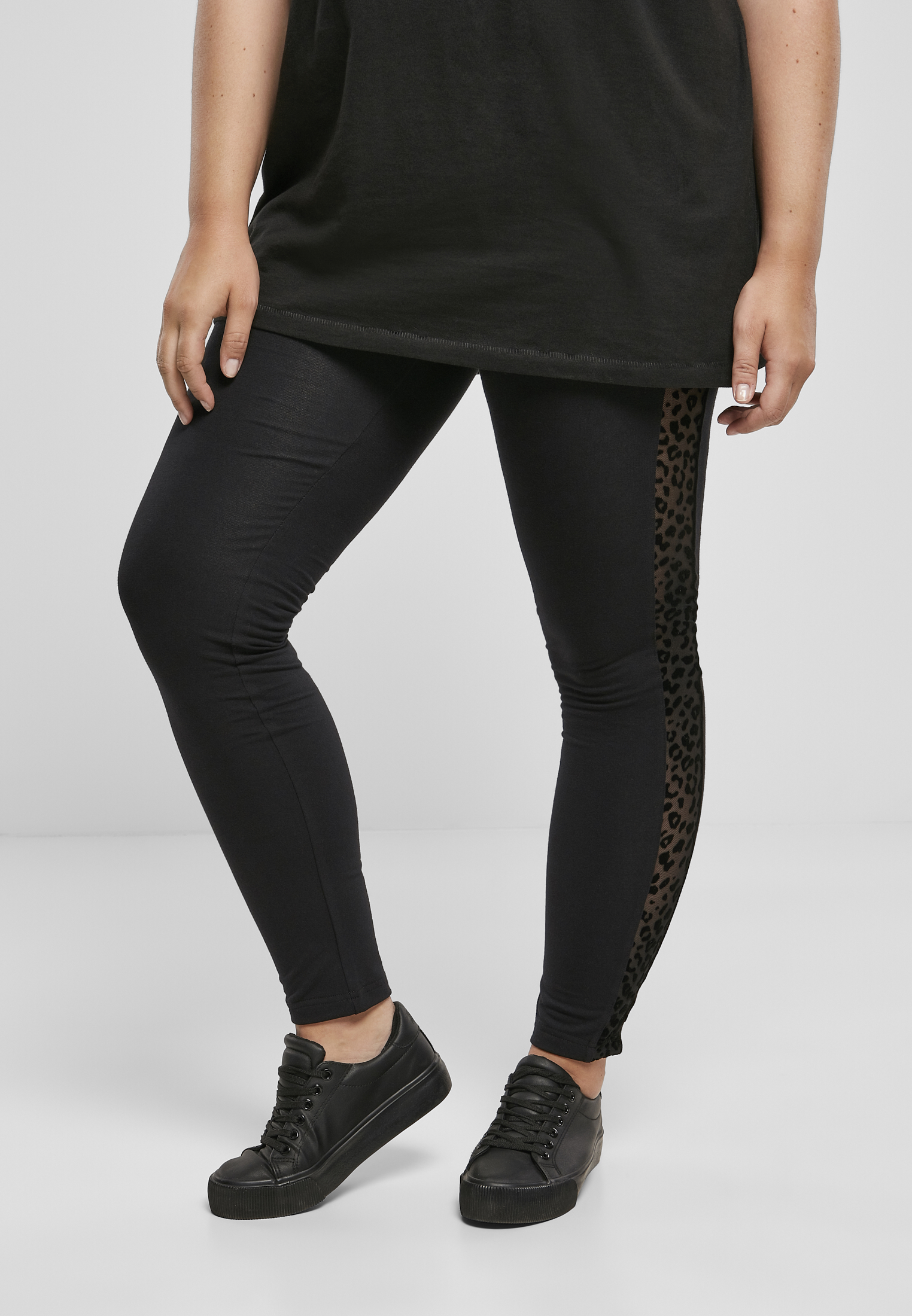 Ladies Flock Lace Stripe Leggings black 3XL - alternate variant 1