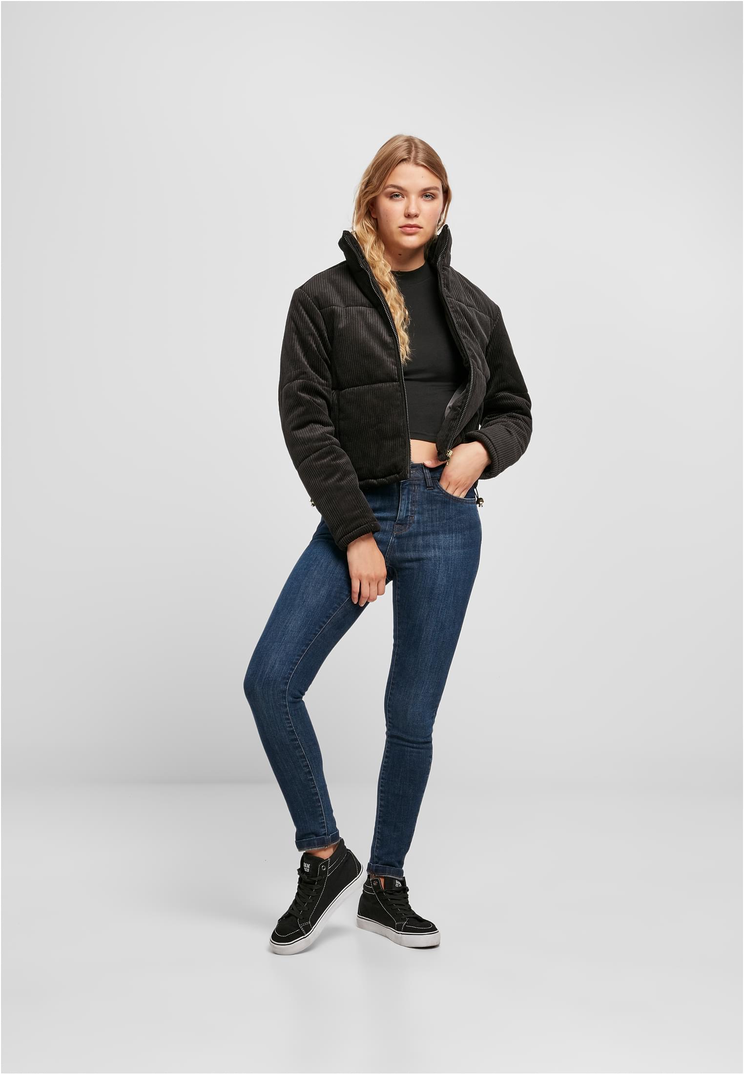 Ladies Corduroy Puffer Jacket black 3XL - variant image 4