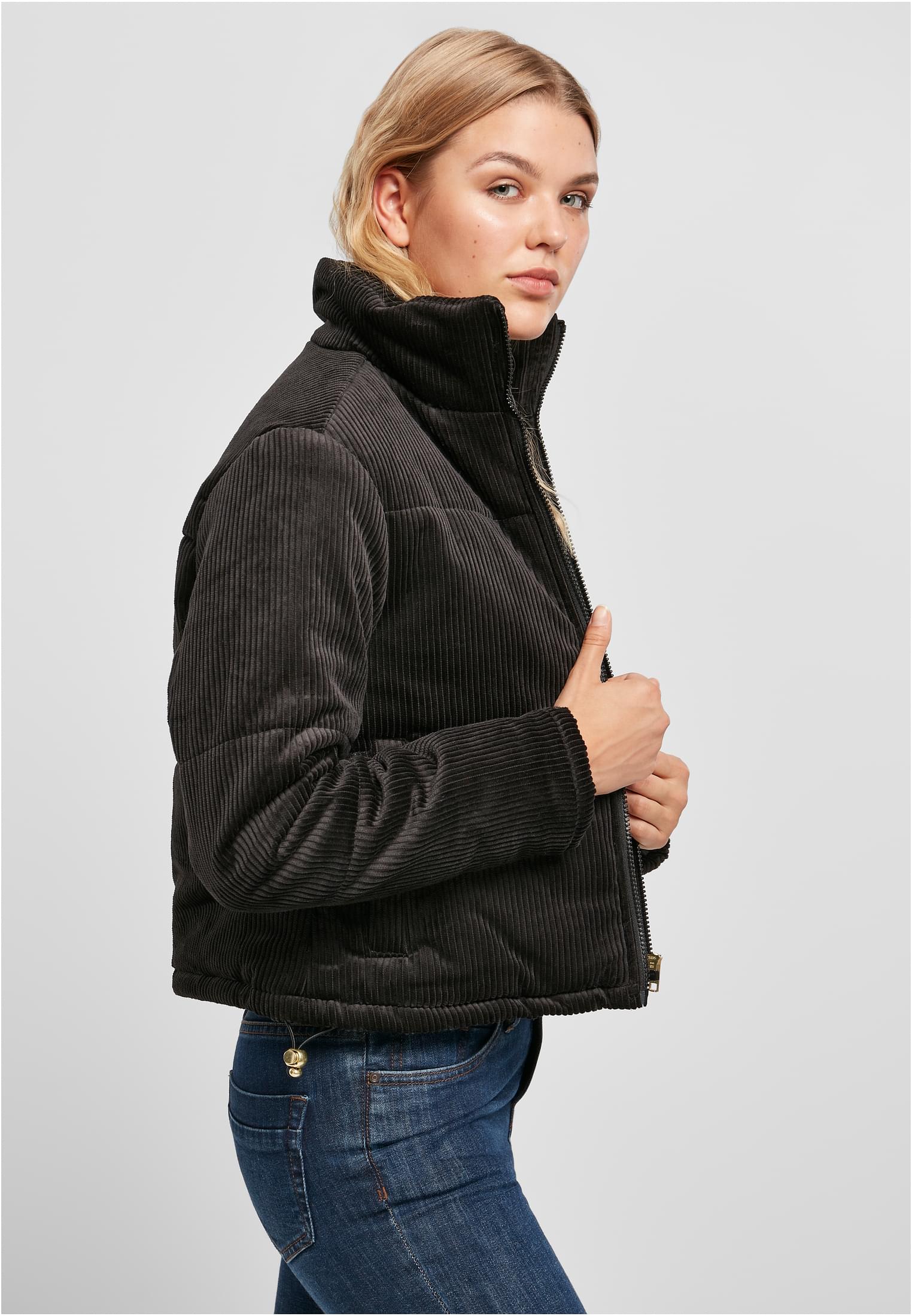 Ladies Corduroy Puffer Jacket black 3XL - variant image 3
