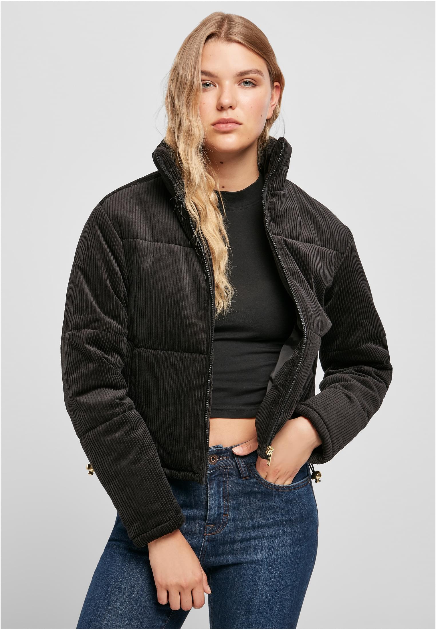 Ladies Corduroy Puffer Jacket black 3XL - alternate variant 1
