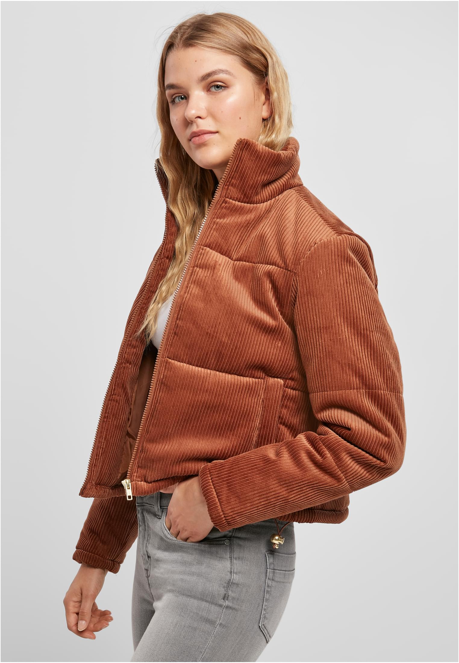 Ladies Corduroy Puffer Jacket toffee 3XL - variant image 1