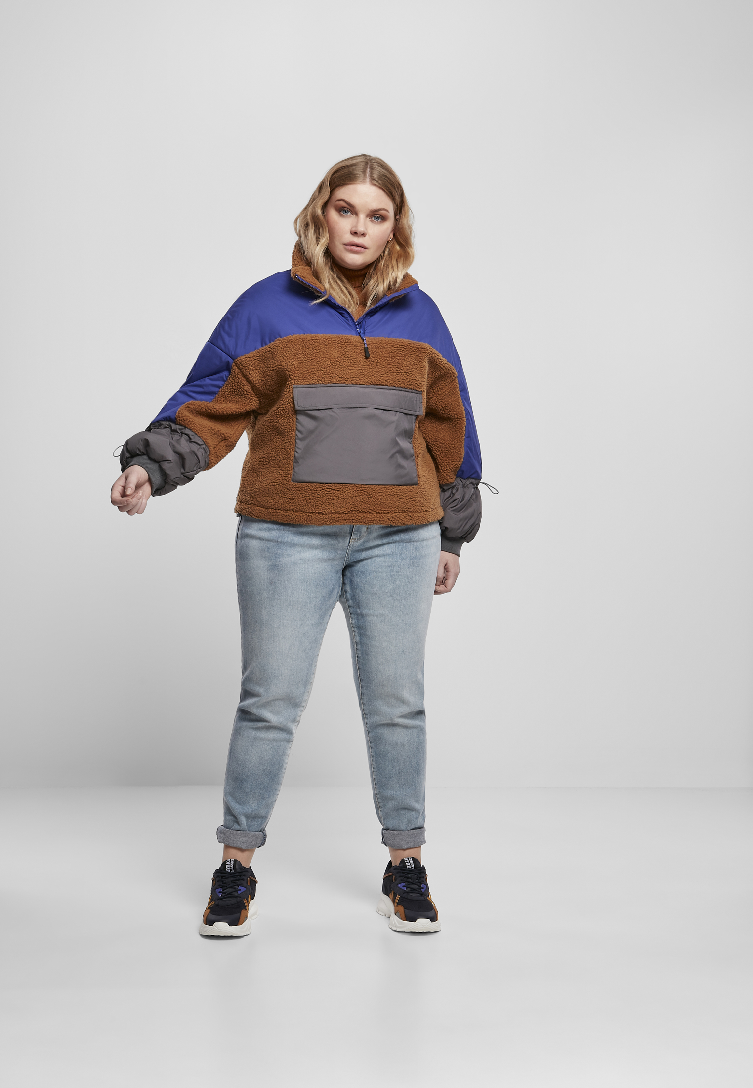 Ladies Sherpa 3-Tone Pull Over Jacket toffee/bluepurple 3XL - variant image 4