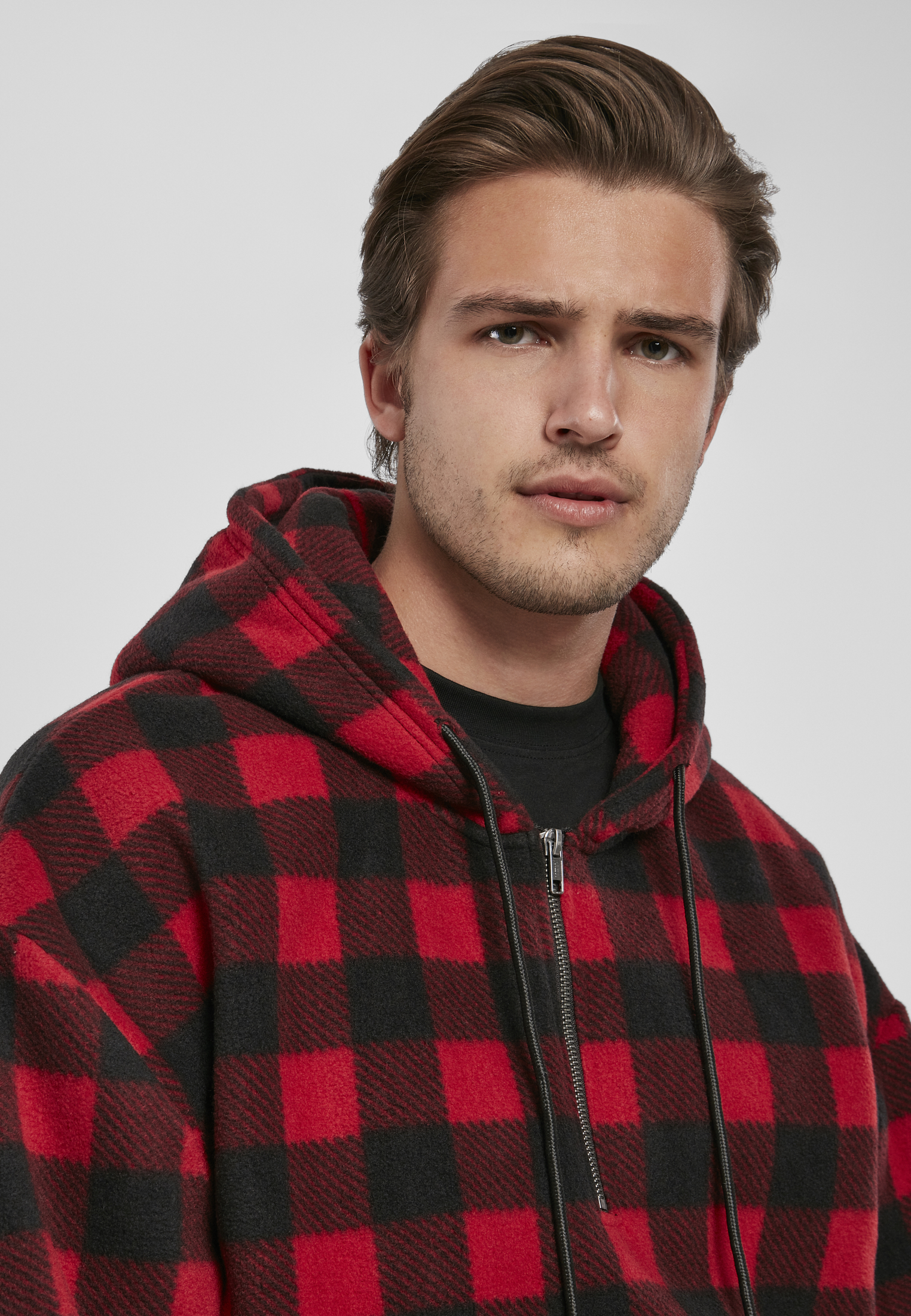 Patterned Polar Fleece Half Zip Hoody redcheck XXL - variant image 5