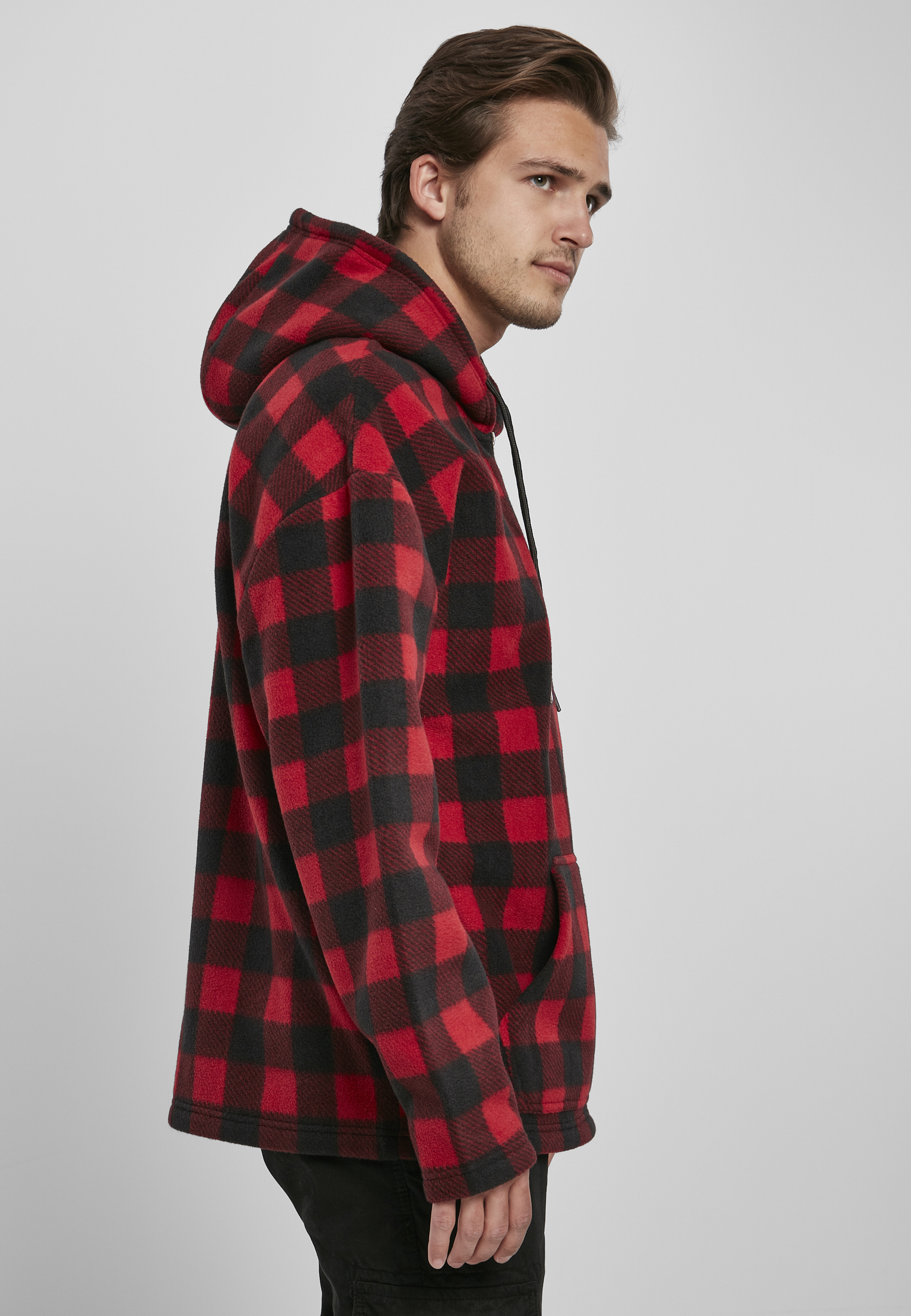 Patterned Polar Fleece Half Zip Hoody redcheck XXL - variant image 3