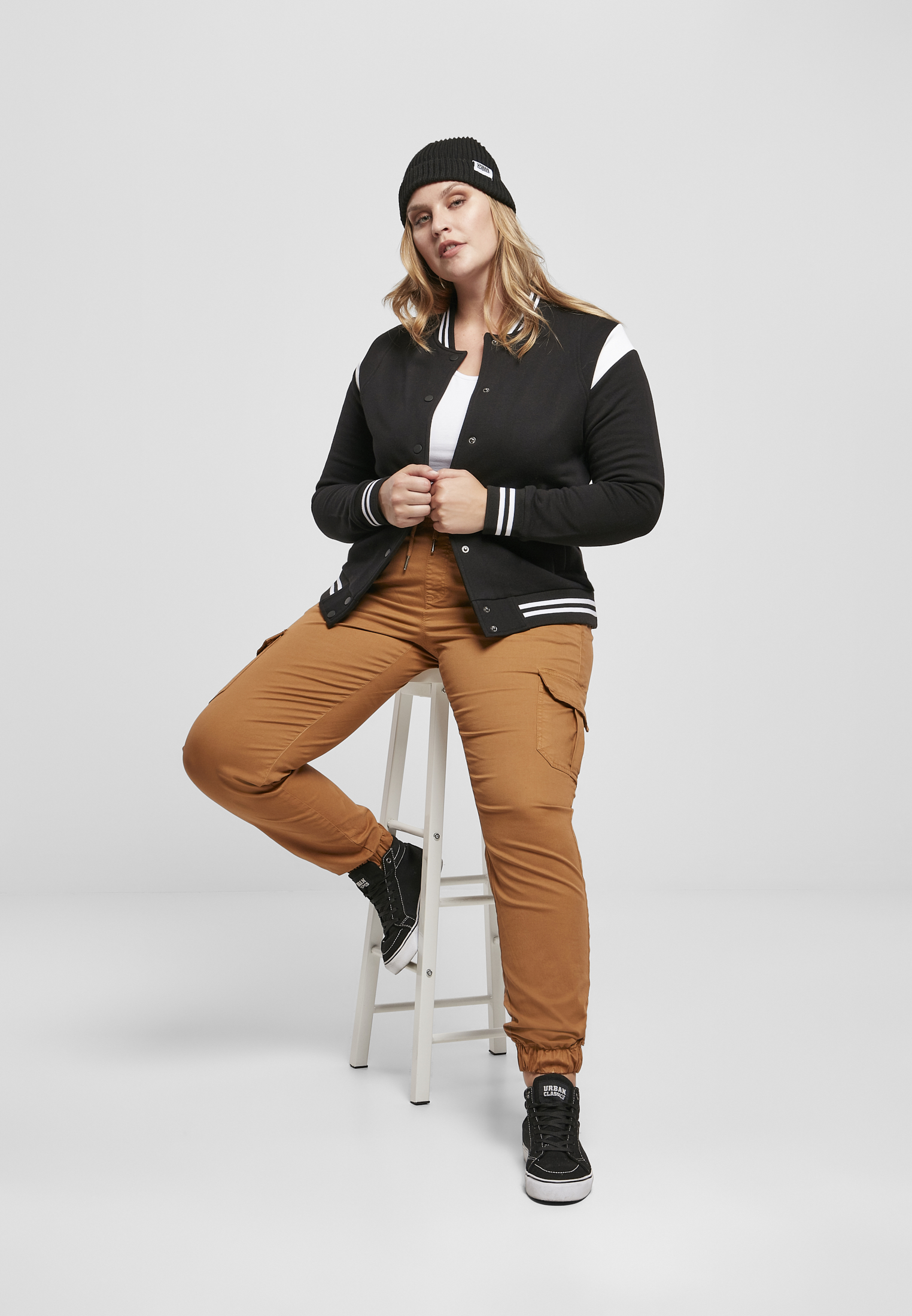 Ladies Organic Inset College Sweat Jacket black/white 3XL - variant image 9