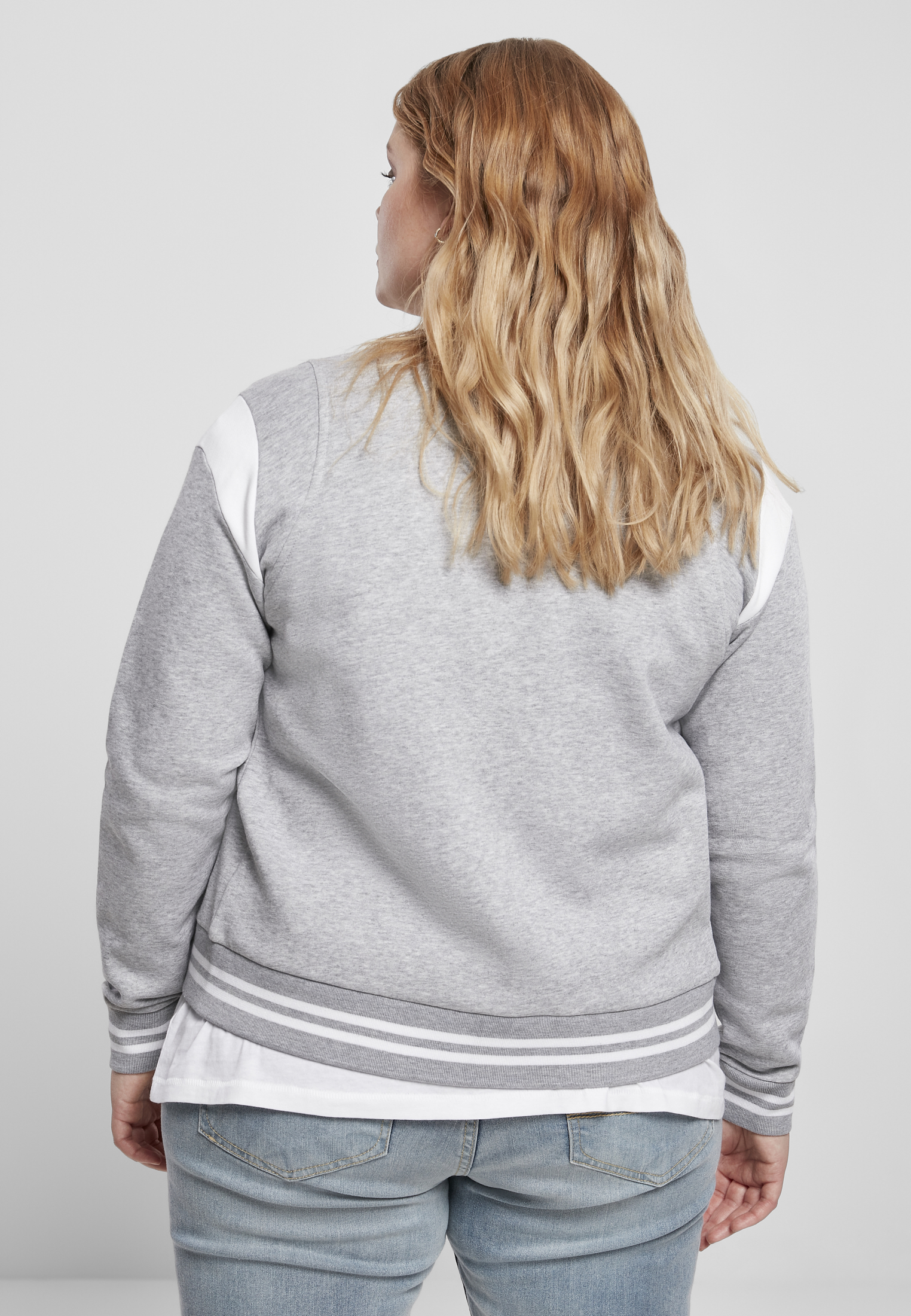 Ladies Organic Inset College Sweat Jacket grey/white 3XL - variant image 2