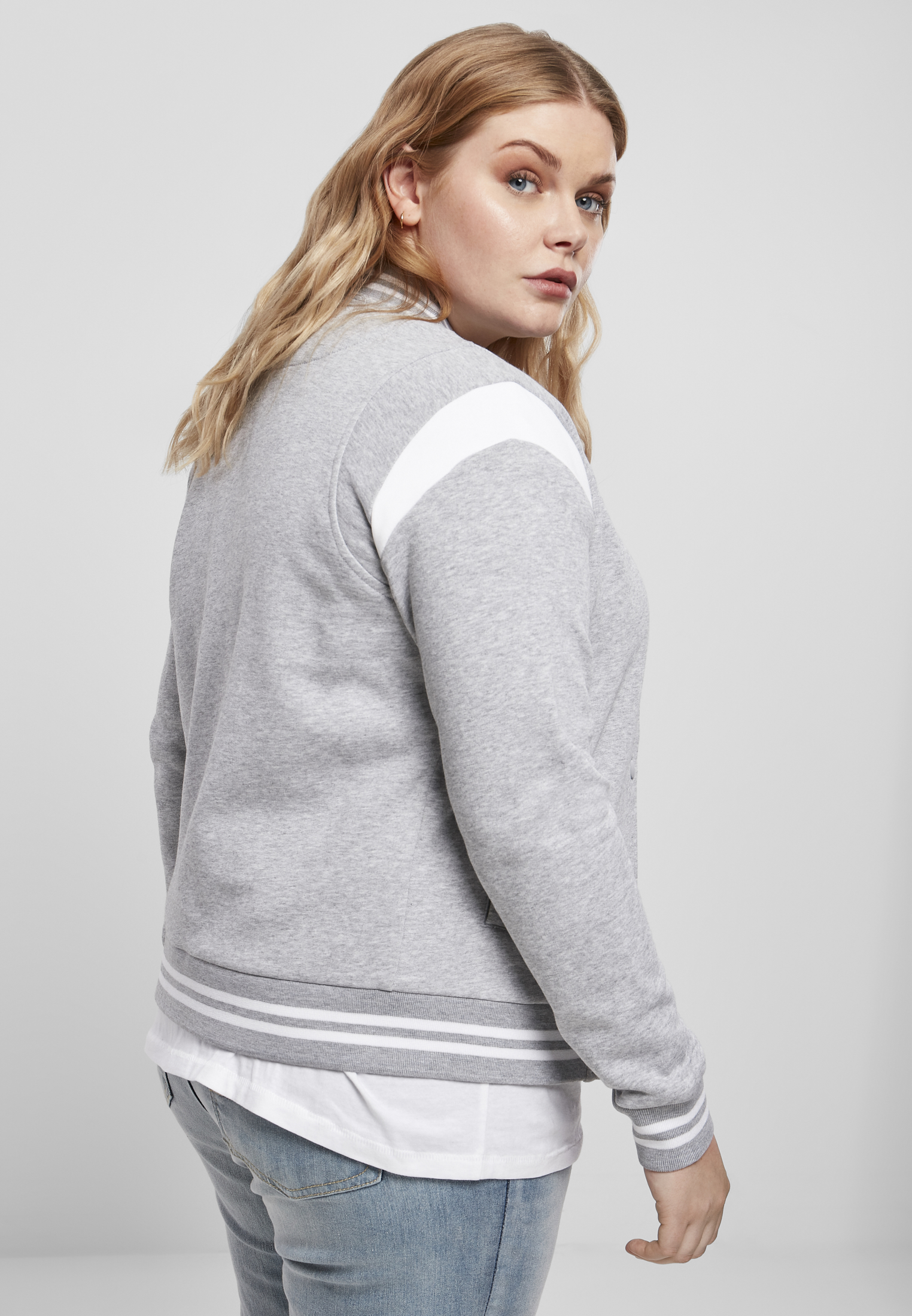 Ladies Organic Inset College Sweat Jacket grey/white 3XL - variant image 3