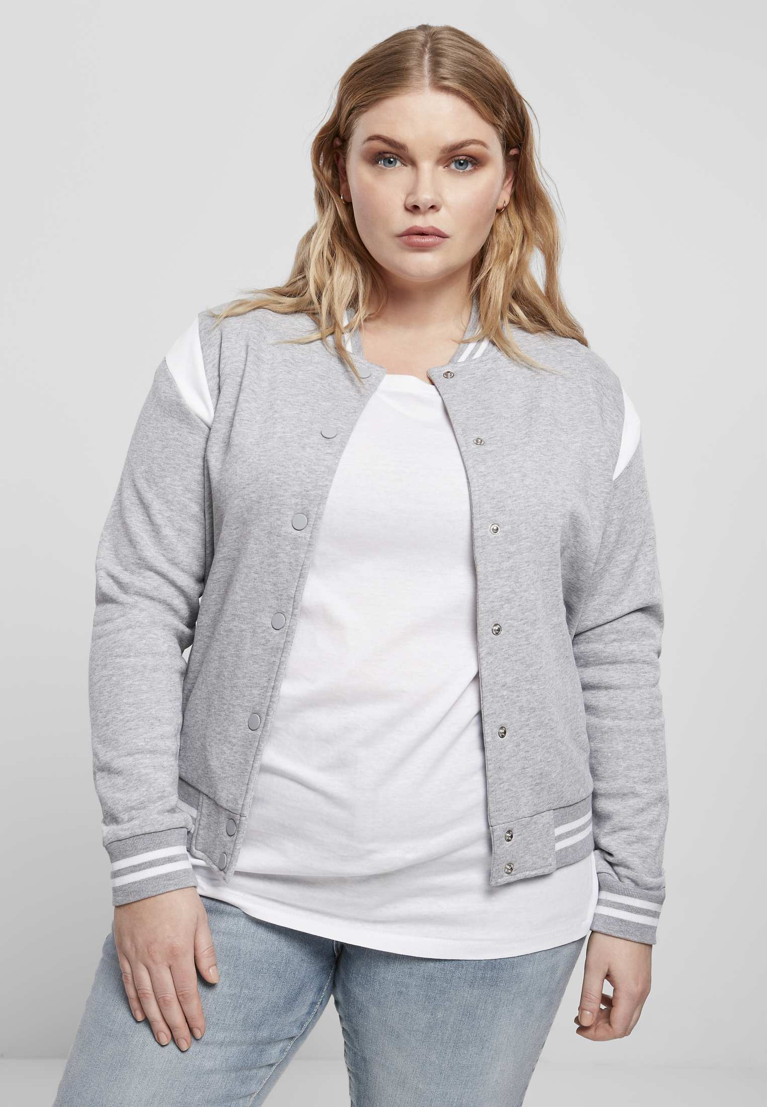Ladies Organic Inset College Sweat Jacket grey/white 3XL - alternate variant 2