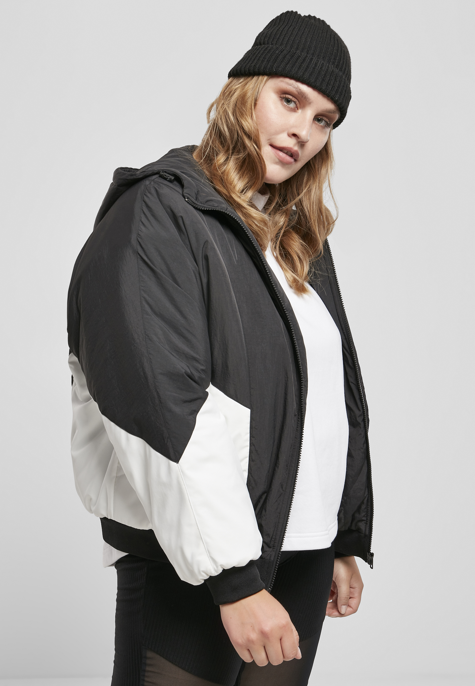 Ladies Padded 2-Tone Batwing Jacket black/white 3XL - variant image 3