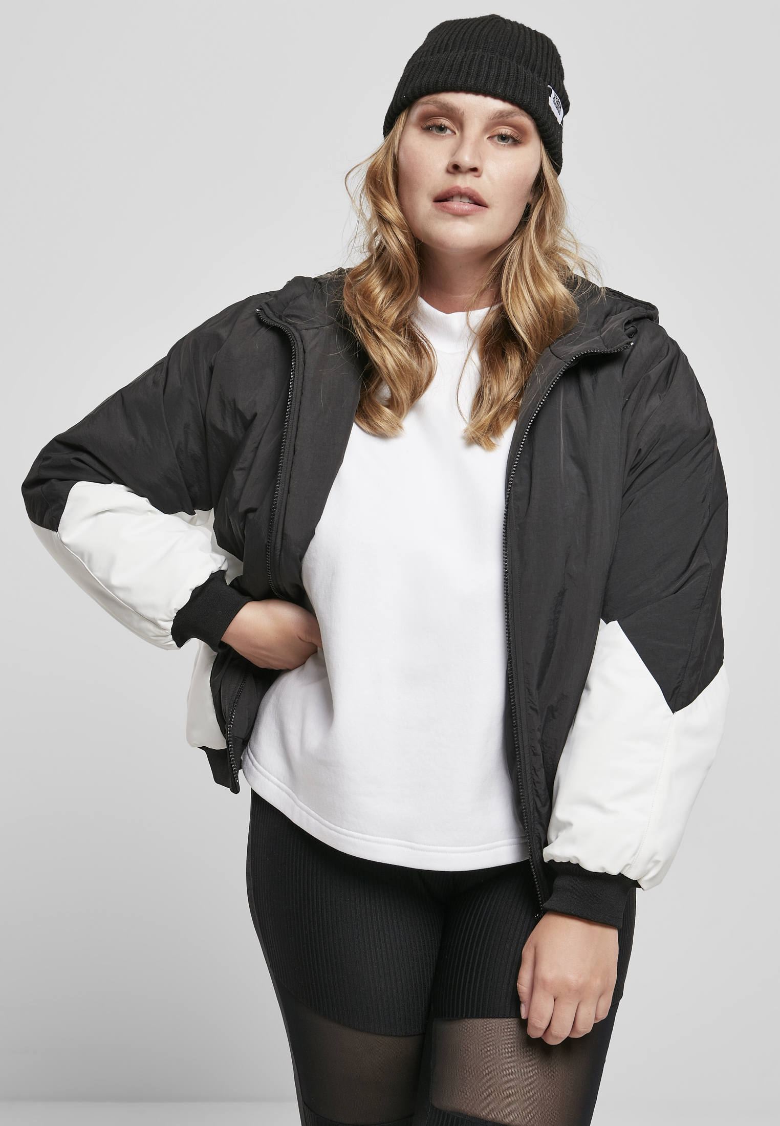 Ladies Padded 2-Tone Batwing Jacket black/white 3XL - alternate variant 1