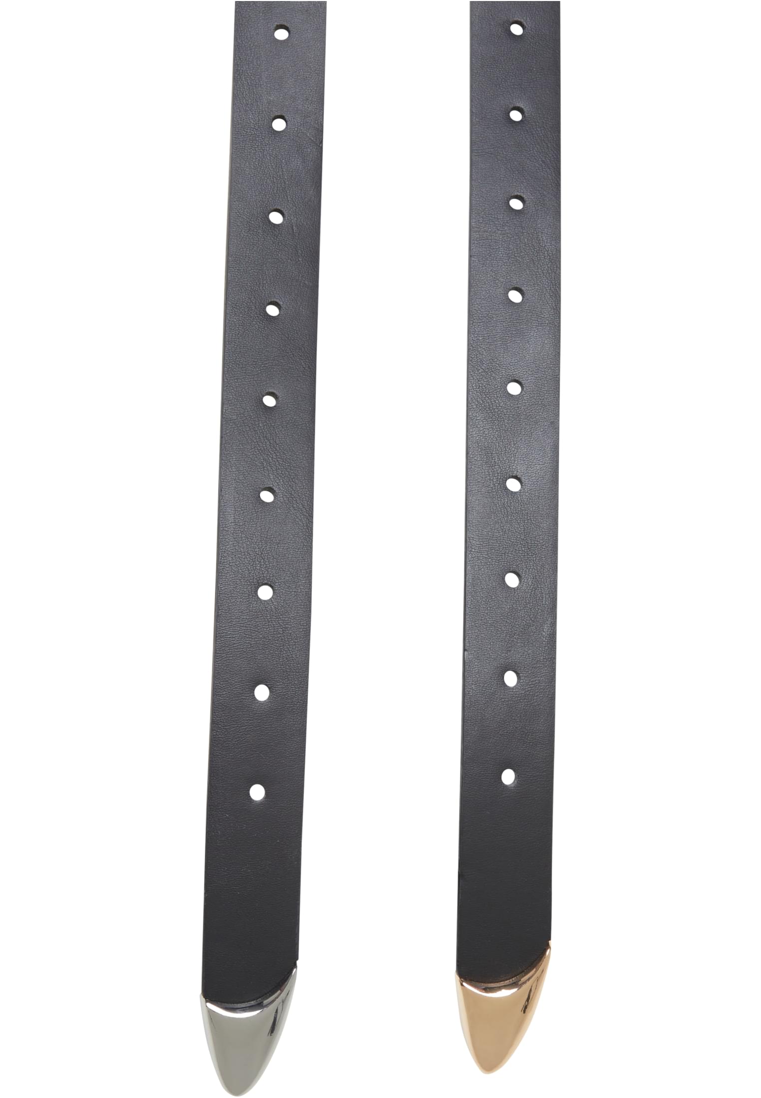 Chunky Buckle Loop Synthetic Leather Belt 2-Pack black/gold+black/silver L/XL - variant image 2