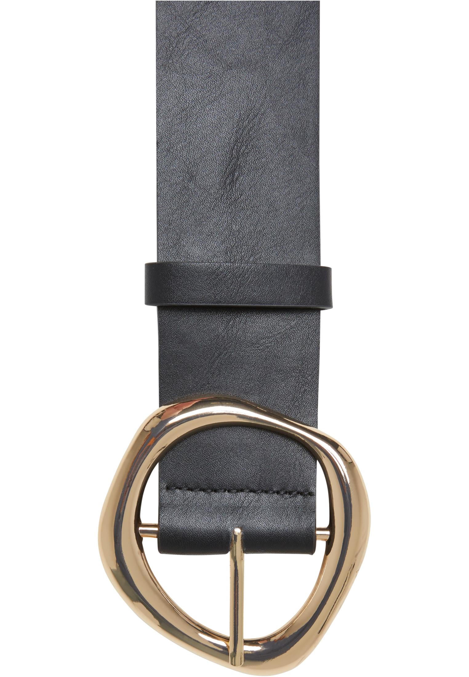 Organic Buckle Shaped Synthetic Leather Belt black/gold L/XL - variant image 1