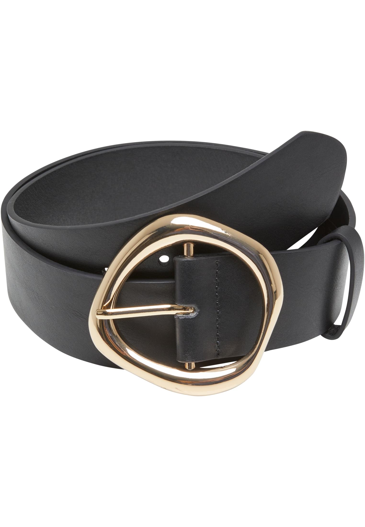 Organic Buckle Shaped Synthetic Leather Belt black/gold L/XL - alternate variant 1