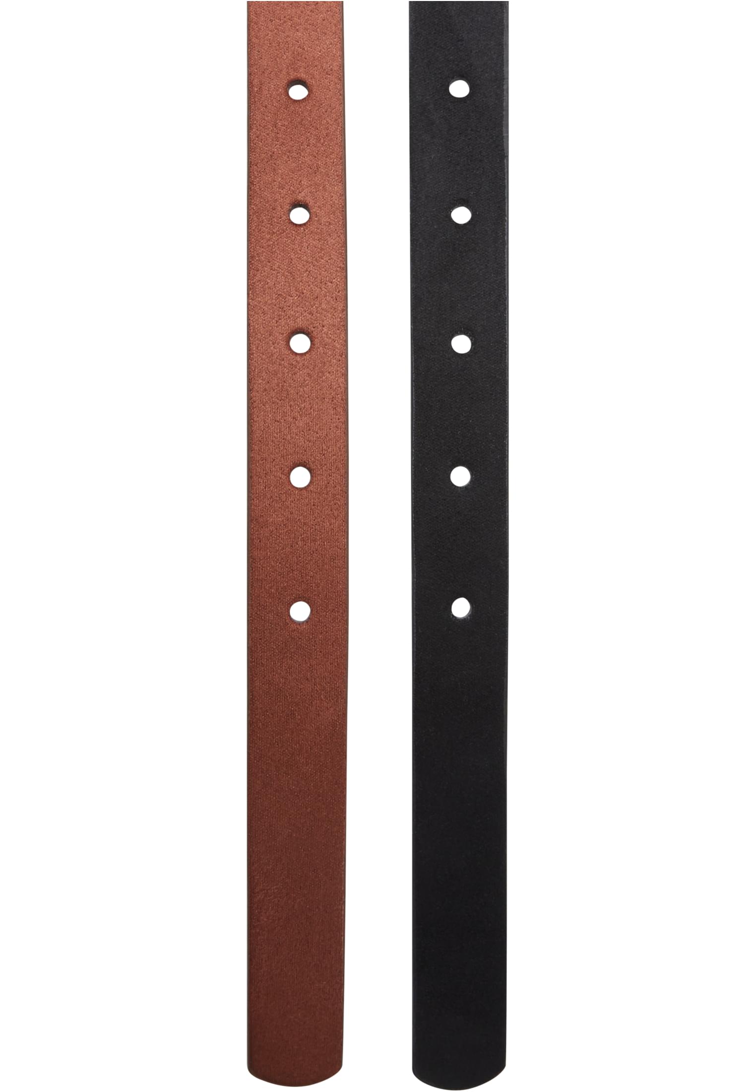 Slim Synthetic Velour Leather Belt 2-Pack black/silver+brown/gold L/XL - variant image 2