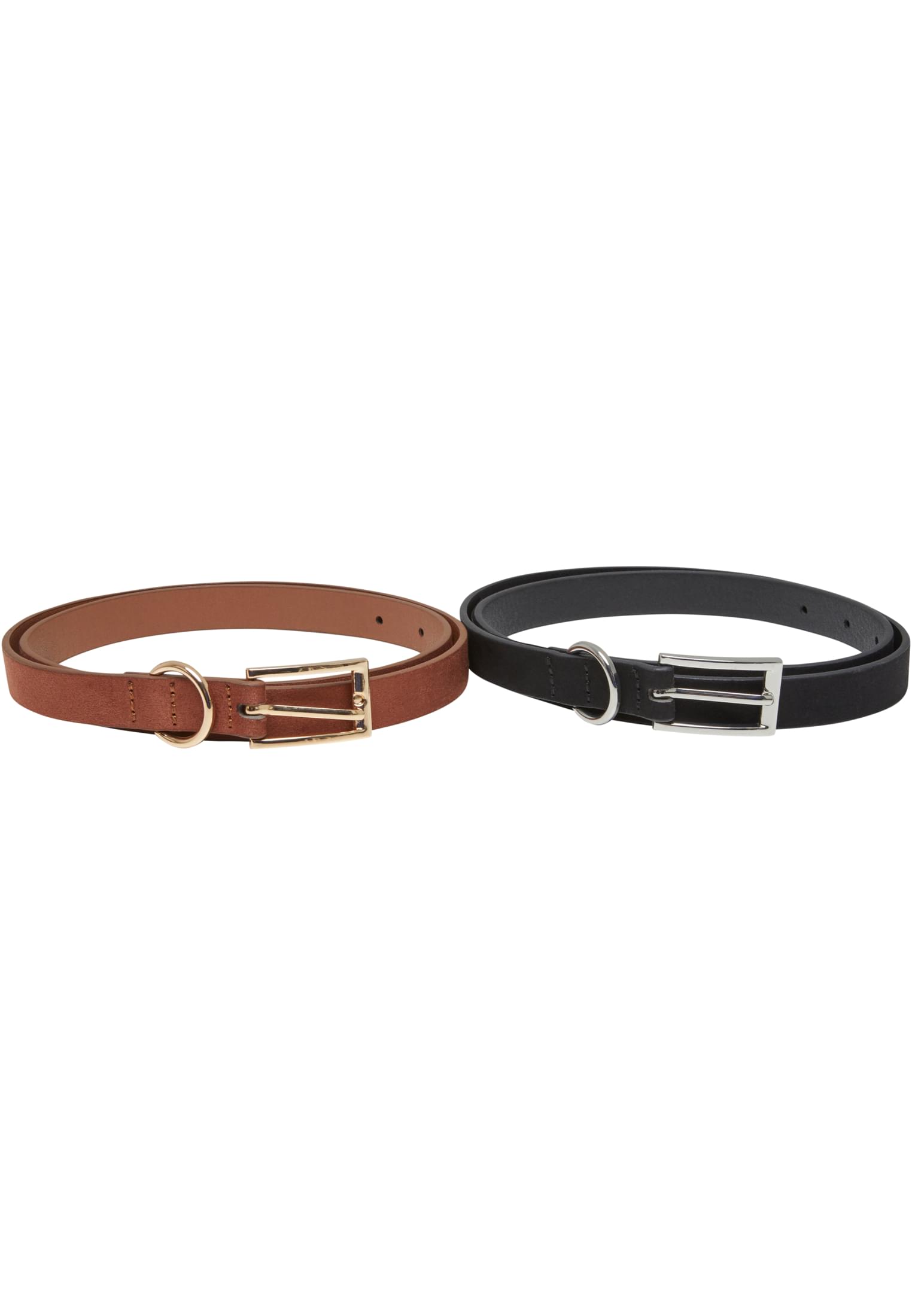 Slim Synthetic Velour Leather Belt 2-Pack black/silver+brown/gold L/XL - alternate variant 1