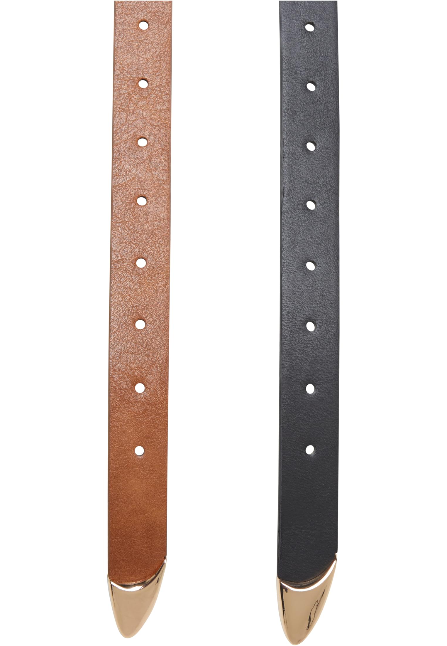 Chunky Buckle Loop Synthetic Leather Belt 2-Pack black/gold+brown/gold L/XL - variant image 2