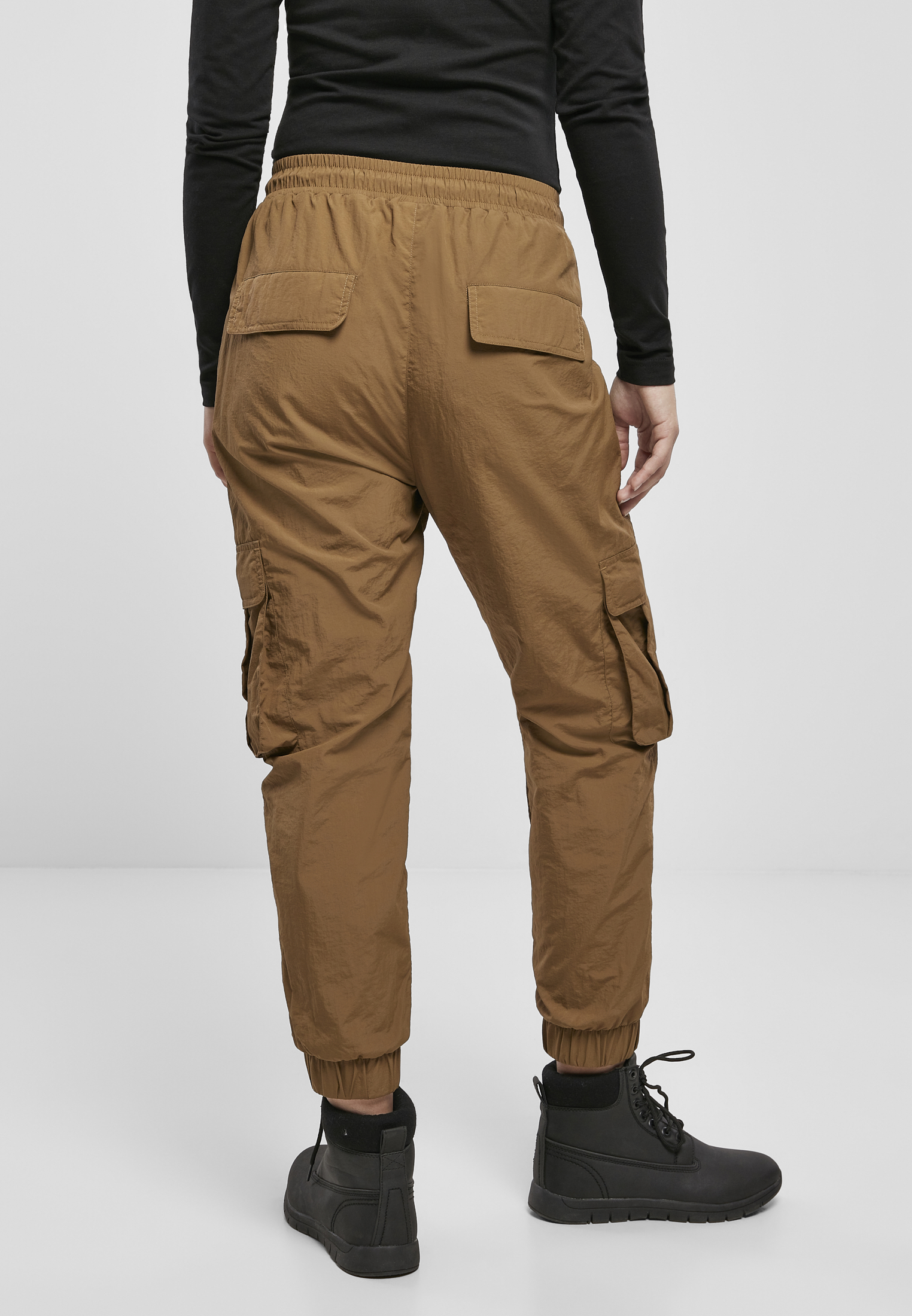 Ladies High Waist Crinkle Nylon Cargo Pants midground L - variant image 2