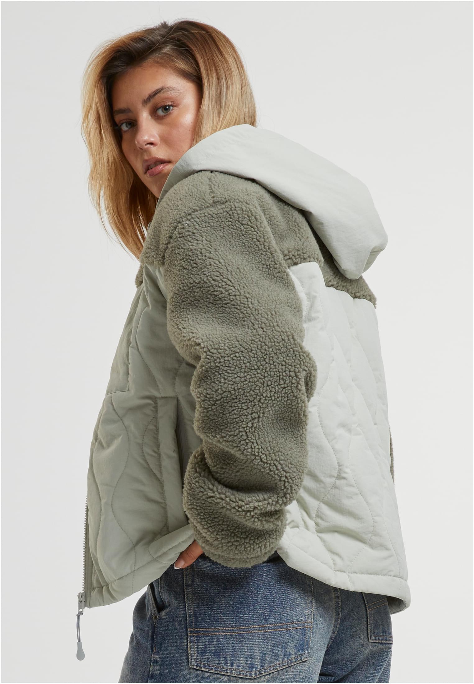 Ladies Sherpa Crinkle Nylon Mix Jacket palegreen/stonegreen 3XL - variant image 1