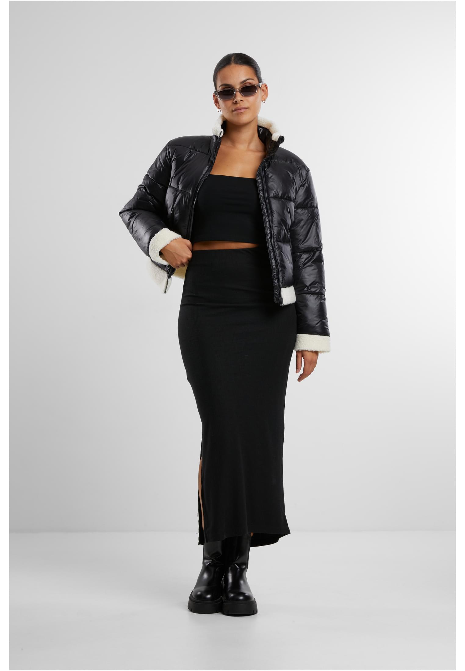 Vêtement Femme Veste Poussière Brillante Recyclée Sherpa Noir/Blanc 3XL
 - variant image 3