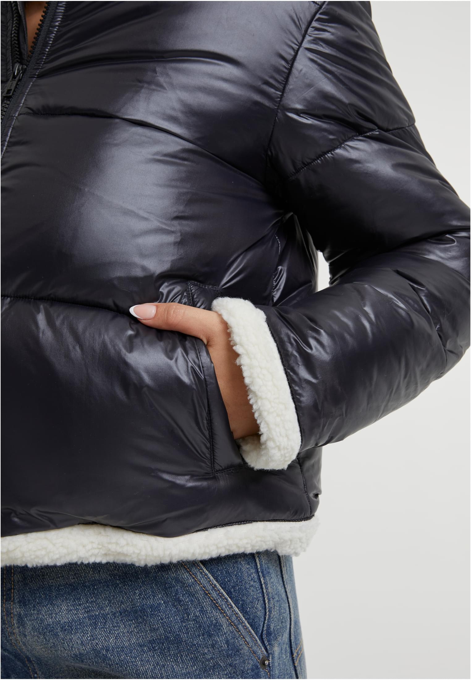 Vêtement Femme Veste Poussière Brillante Recyclée Sherpa Noir/Blanc 3XL
 - variant image 4