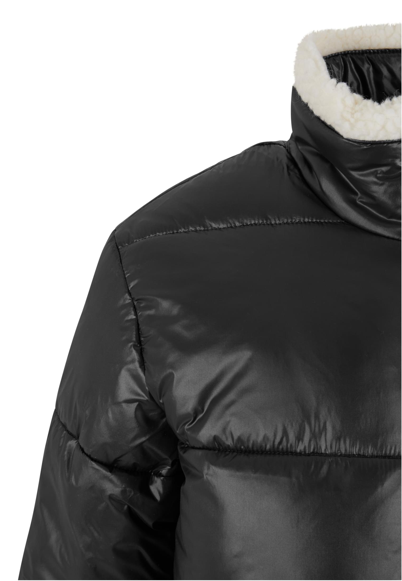 Vêtement Femme Veste Poussière Brillante Recyclée Sherpa Noir/Blanc 3XL
 - variant image 9
