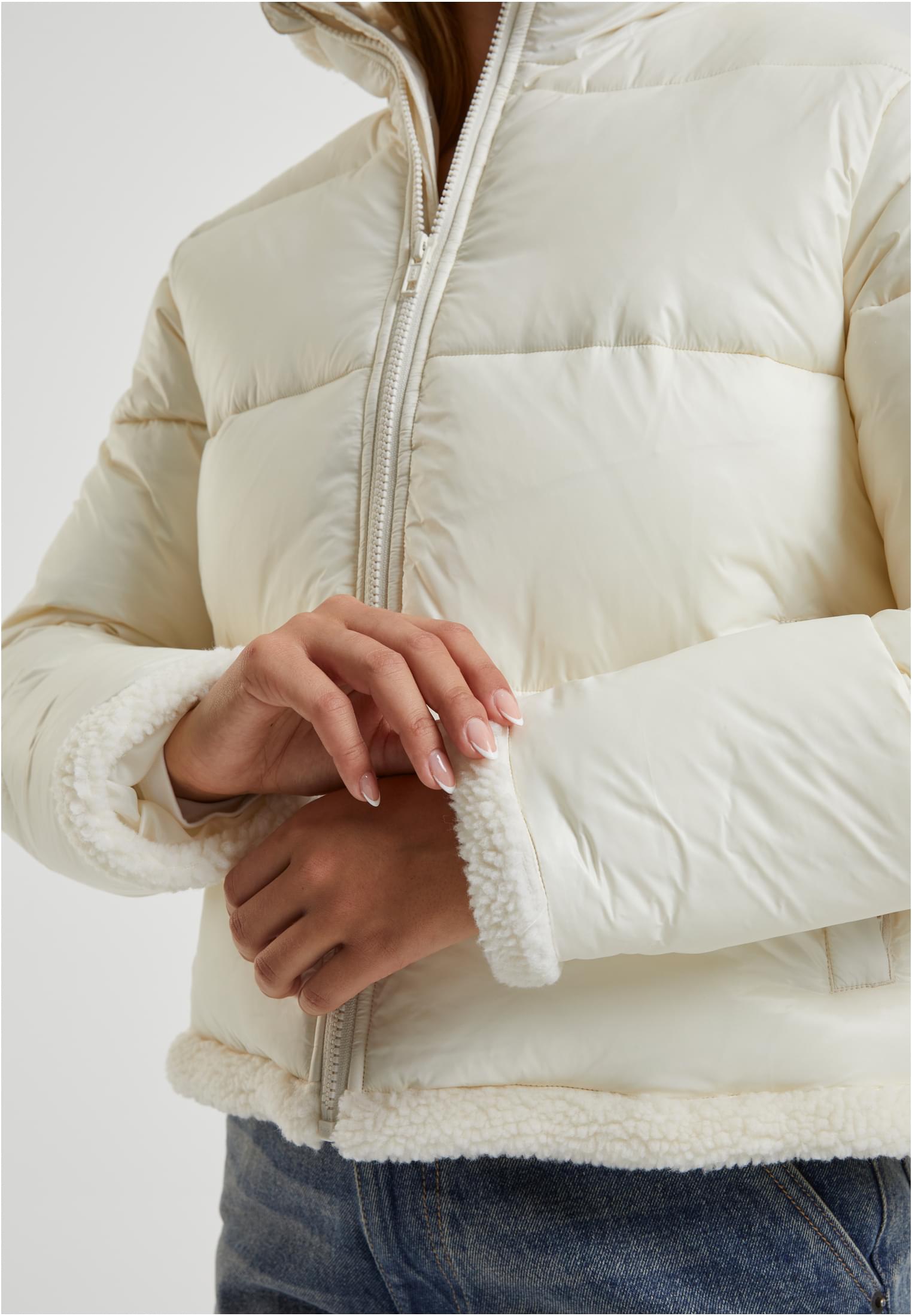 Dames Veste Manteau Poussière Blanche Brillant Plume Sherpa 3XL
 - variant image 5