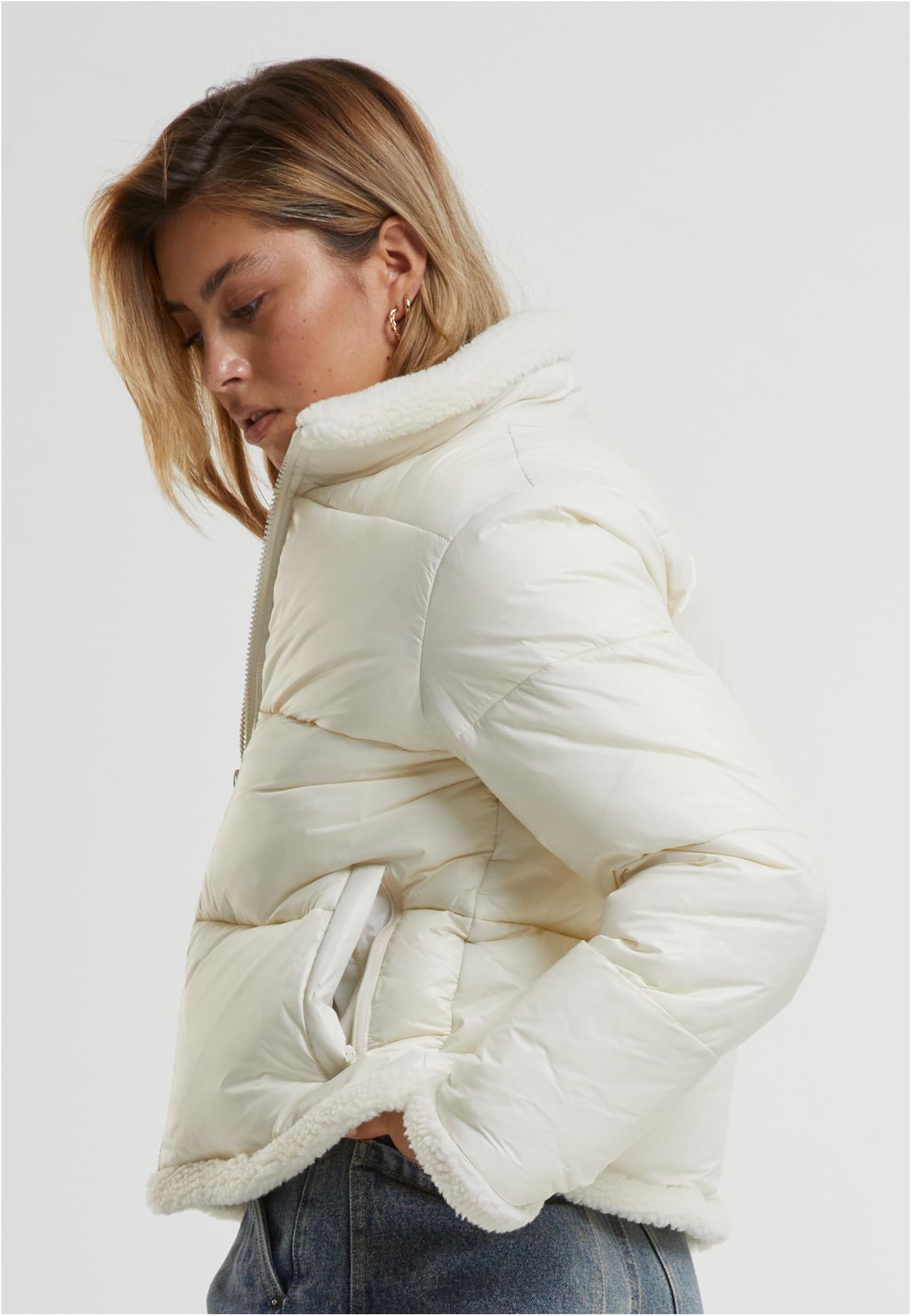 Dames Veste Manteau Poussière Blanche Brillant Plume Sherpa 3XL
 - variant image 1