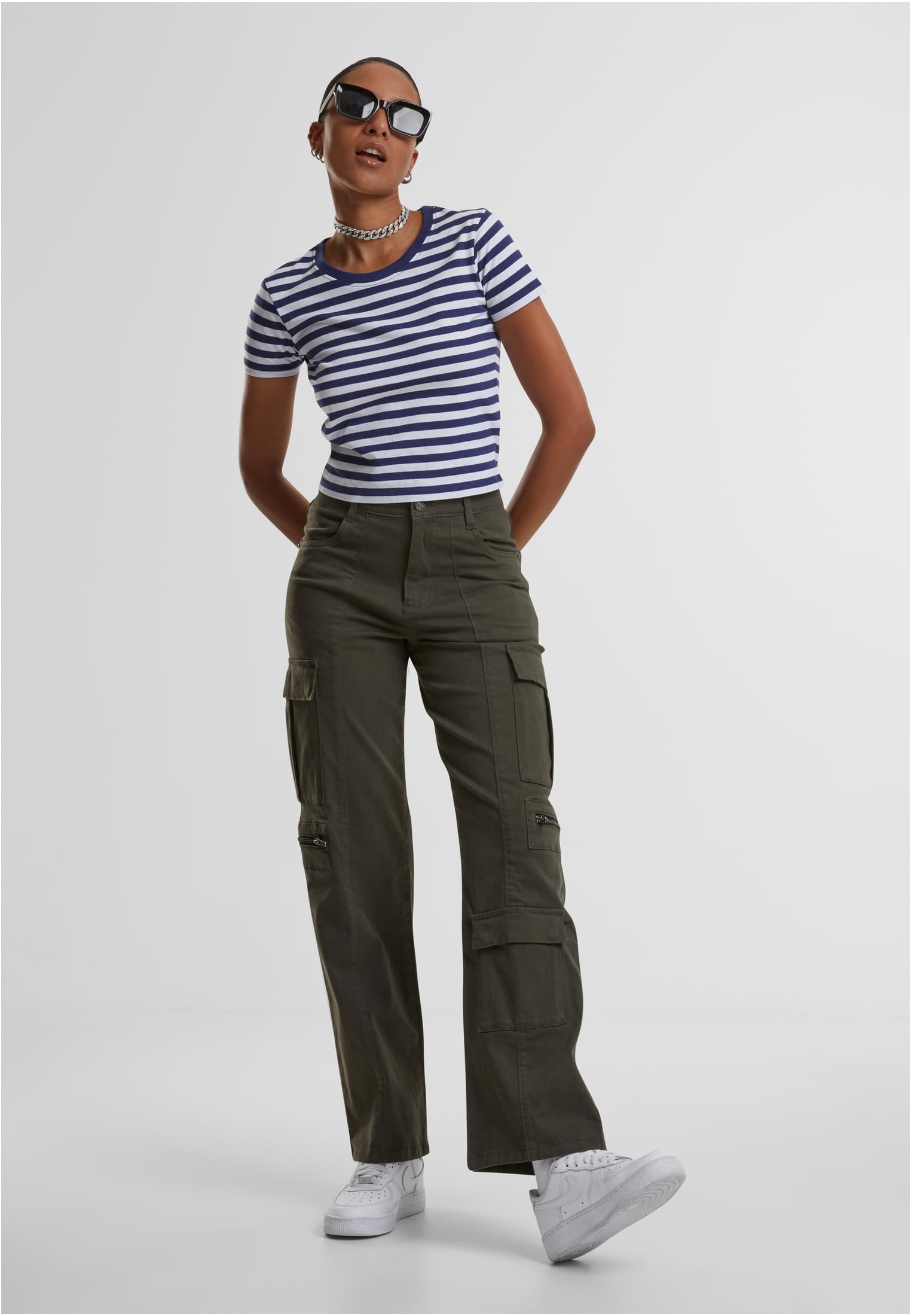 Pantalones de utilidad holgados para mujer de pana elástica negraolive 26
 - variant image 4