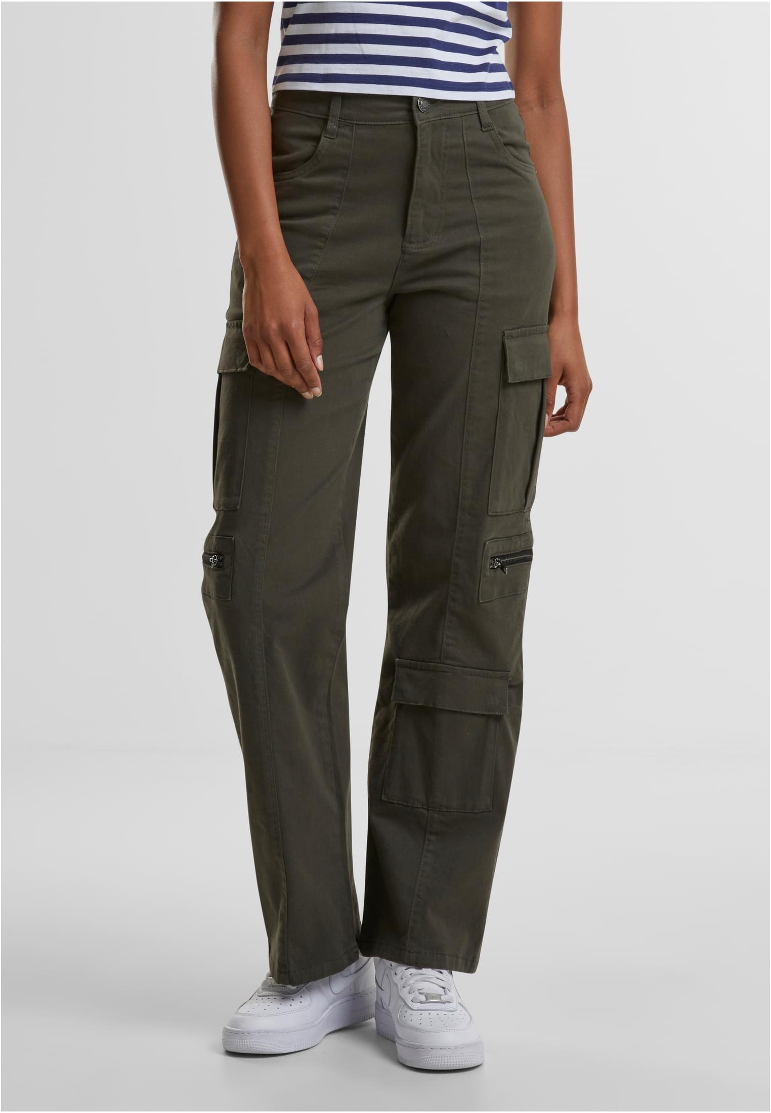 Pantalones de utilidad holgados para mujer de pana elástica negraolive 26
 - alternate variant 2