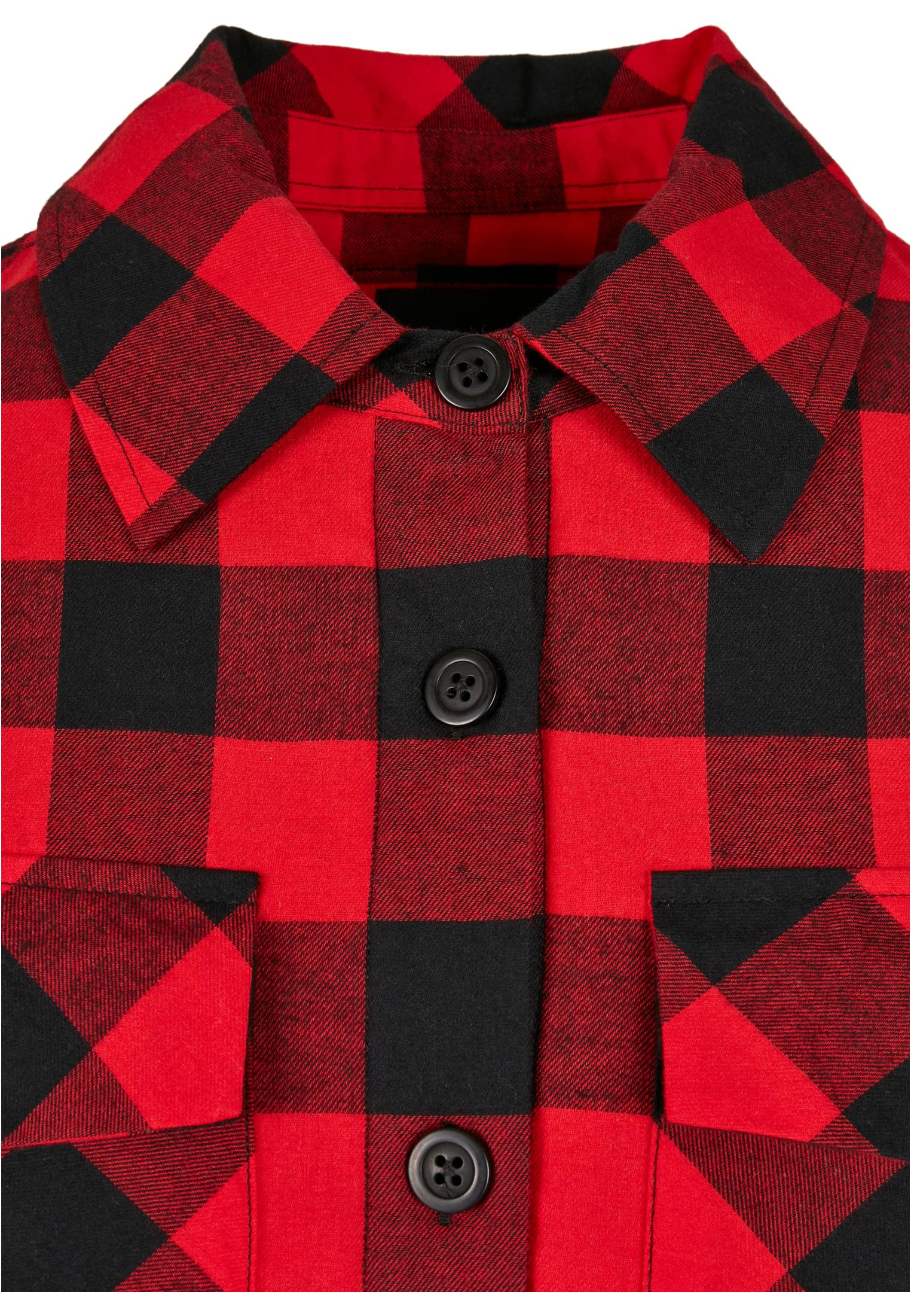Ladies Flanell Padded Overshirt black/red 3XL - variant image 2