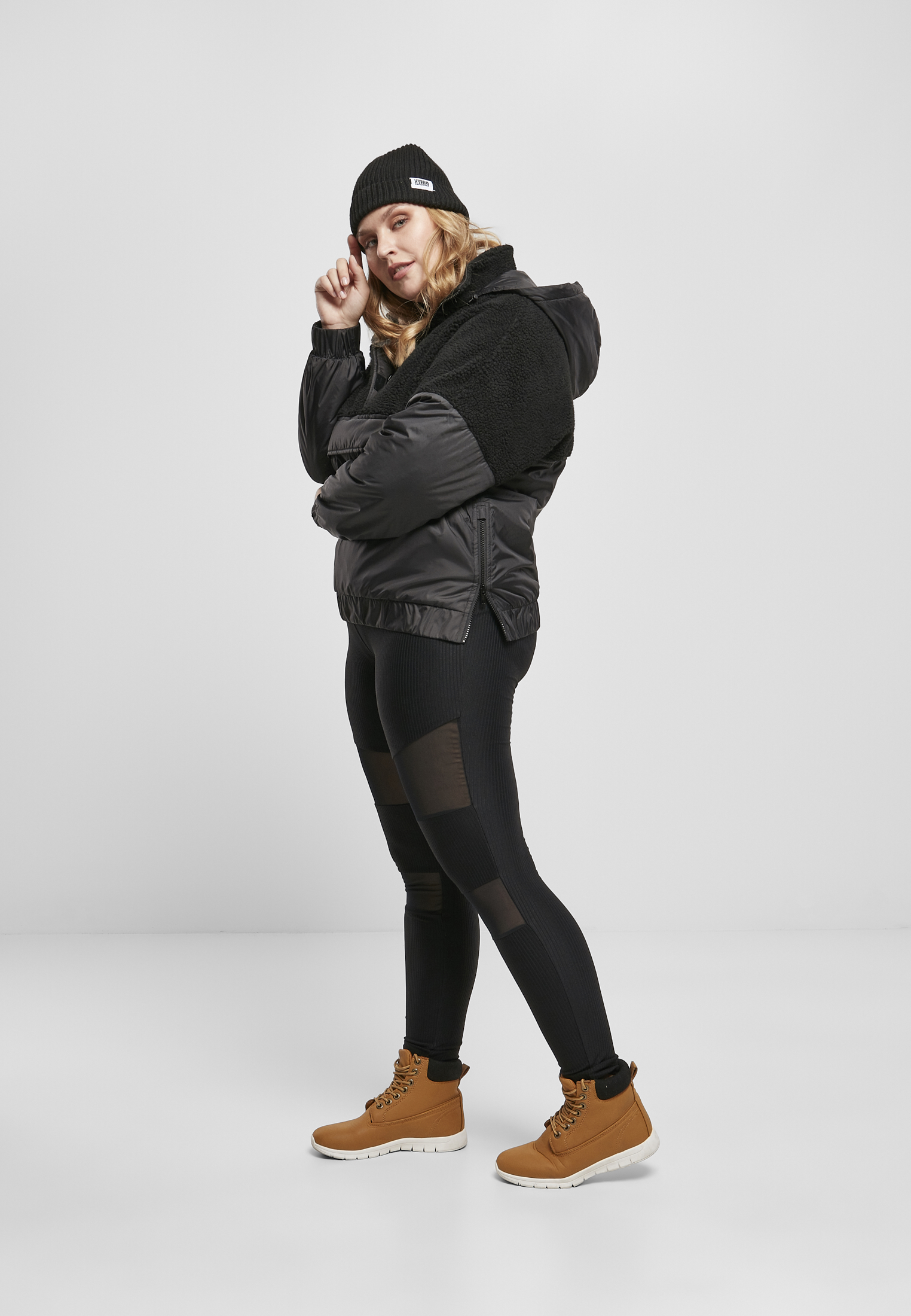 Ladies Sherpa Mix Pull Over Jacket black/black 3XL - variant image 4