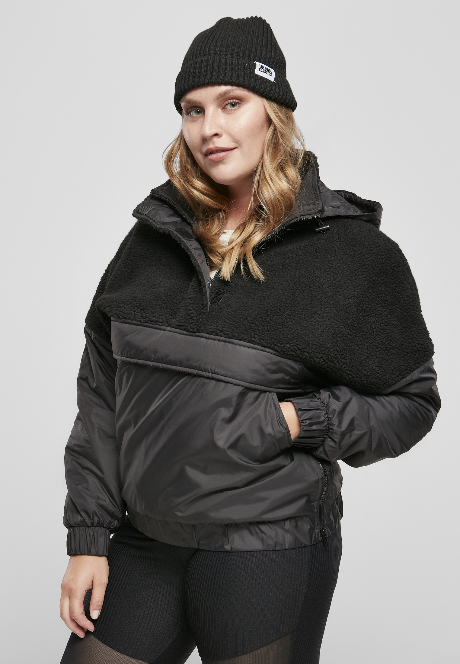 Ladies Sherpa Mix Pull Over Jacket black/black 3XL - variant image 1
