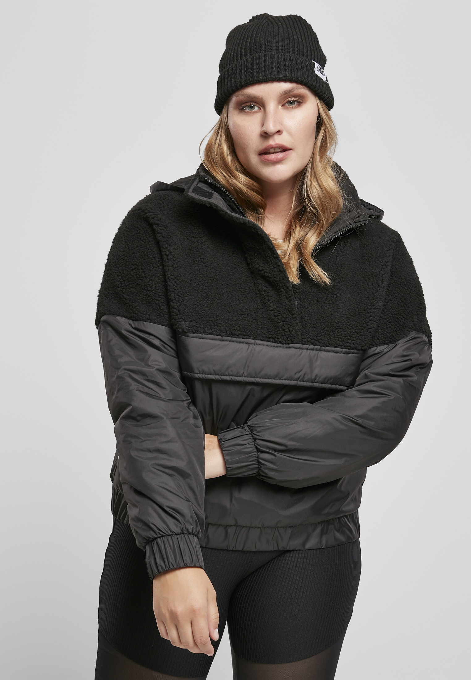 Ladies Sherpa Mix Pull Over Jacket black/black 3XL - alternate variant 1