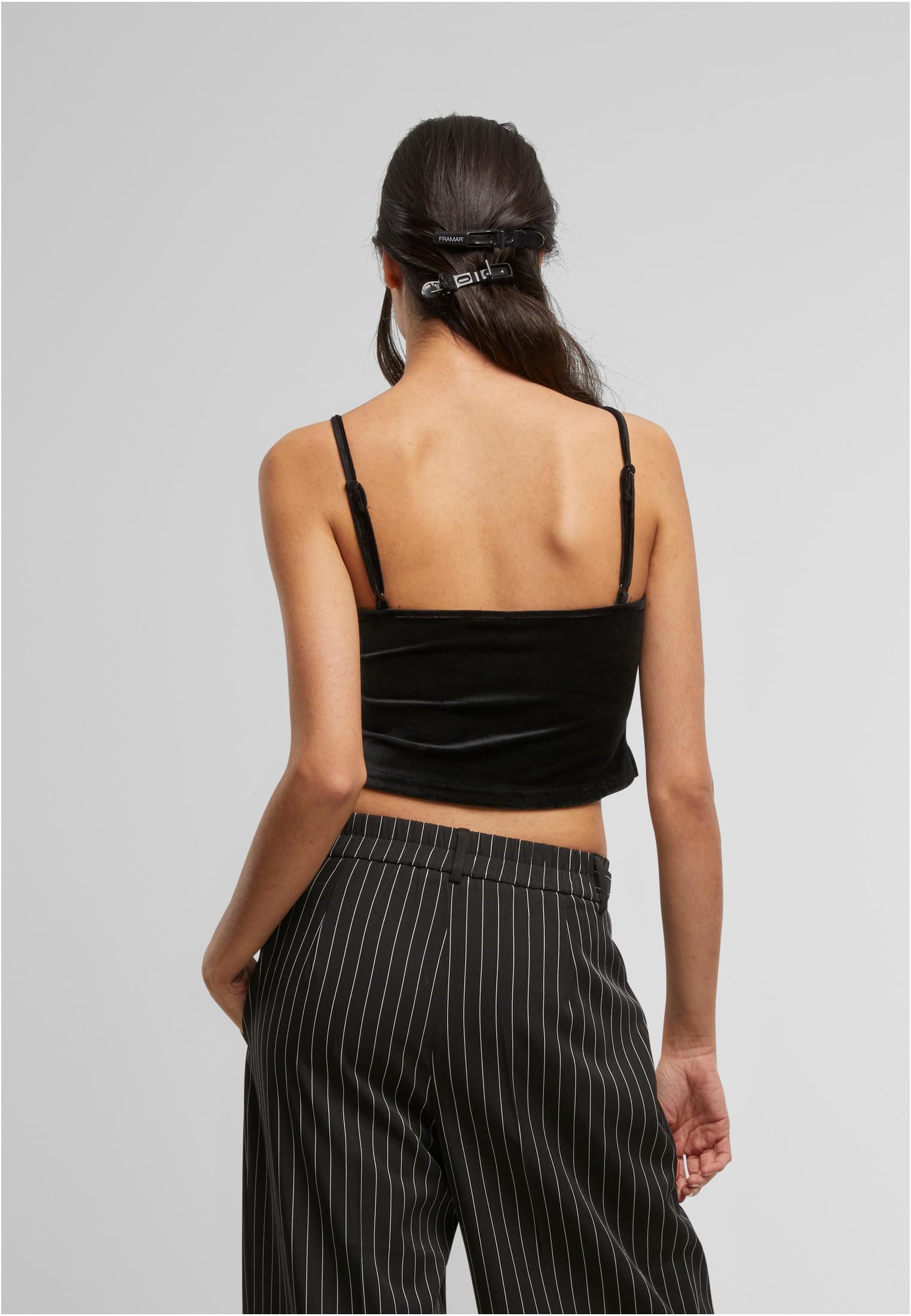 Ladies Short Velvet Top black 3XL - variant image 1