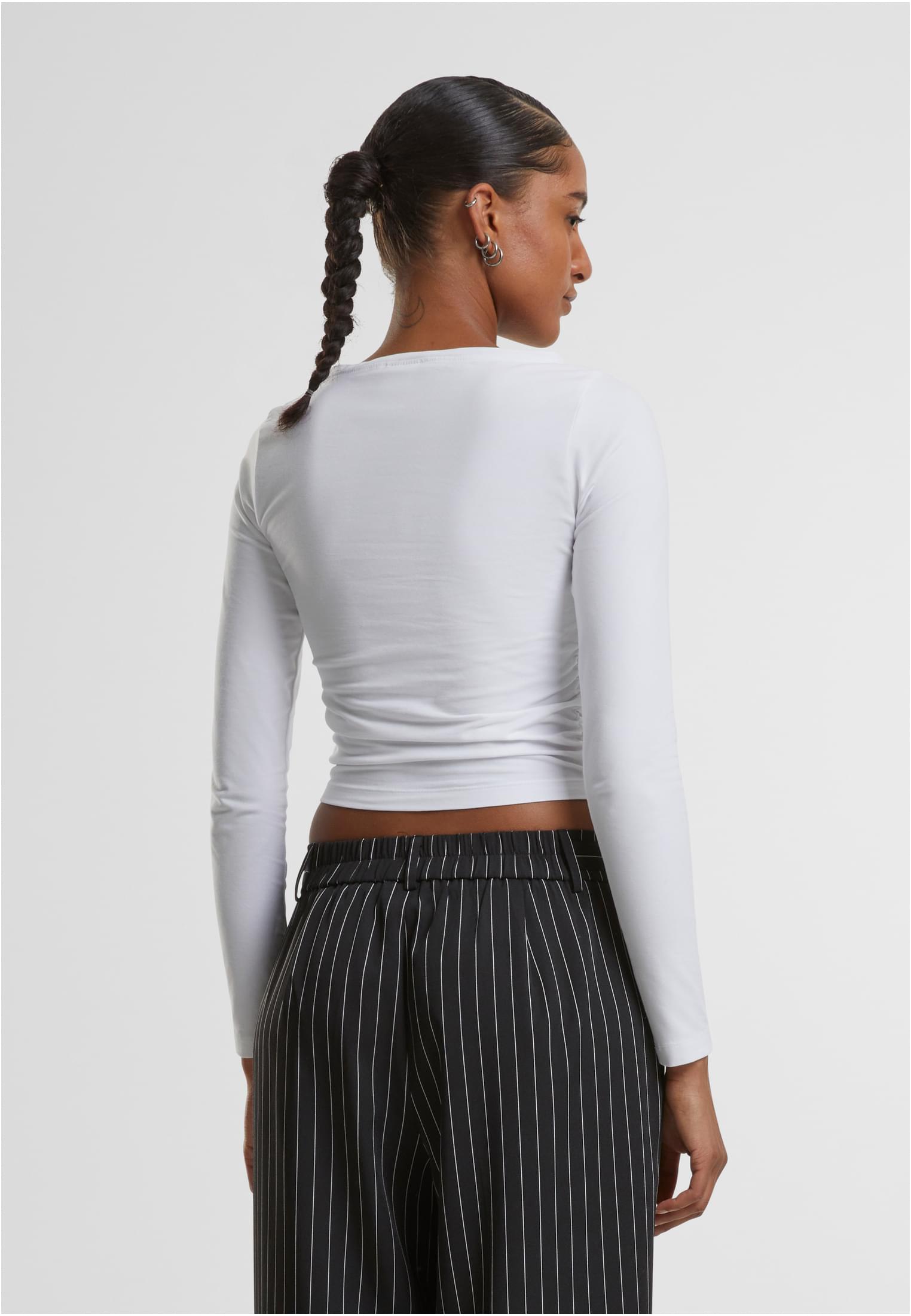 Ladies Ruffled Super Slim Longsleeve white 3XL - variant image 1