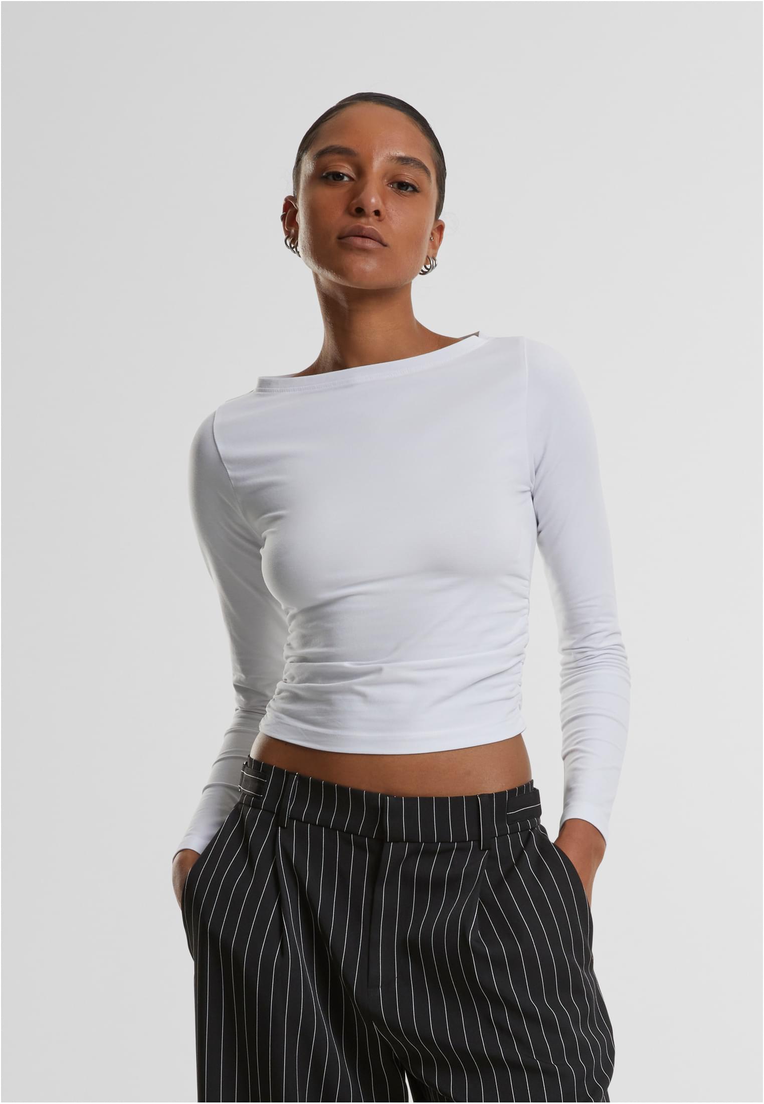 Ladies Ruffled Super Slim Longsleeve white 3XL - alternate variant 2
