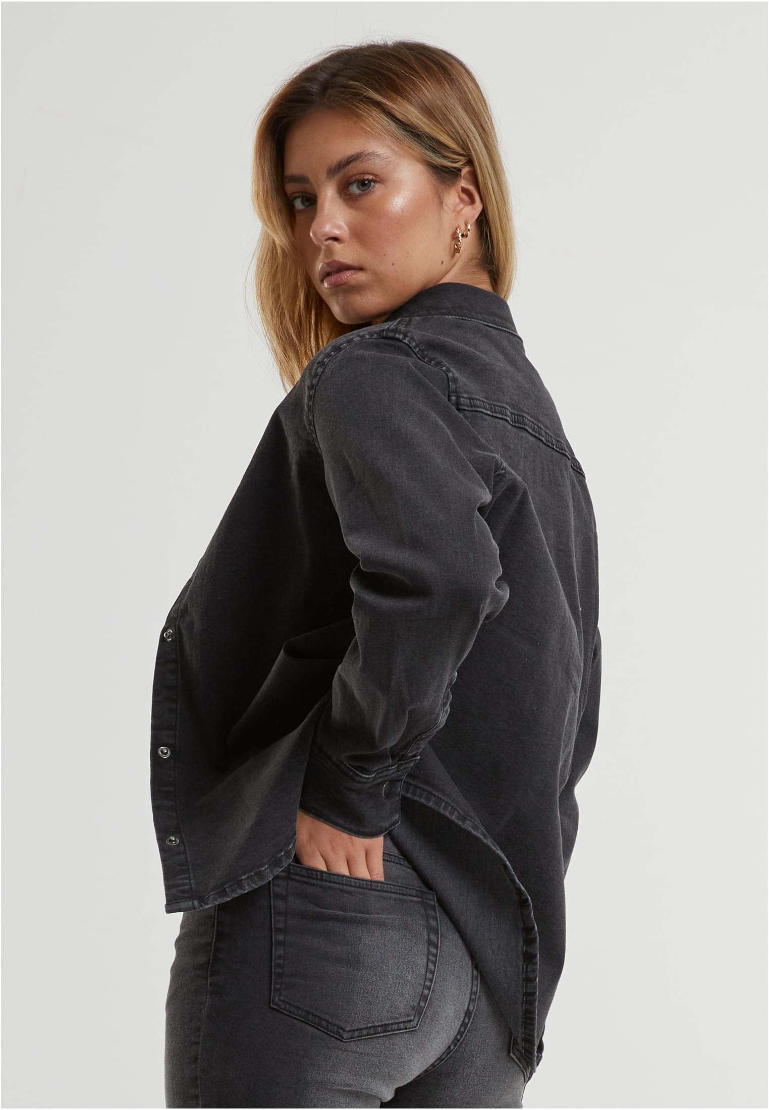 Ladies Denim Shirt black washed 3XL - variant image 1