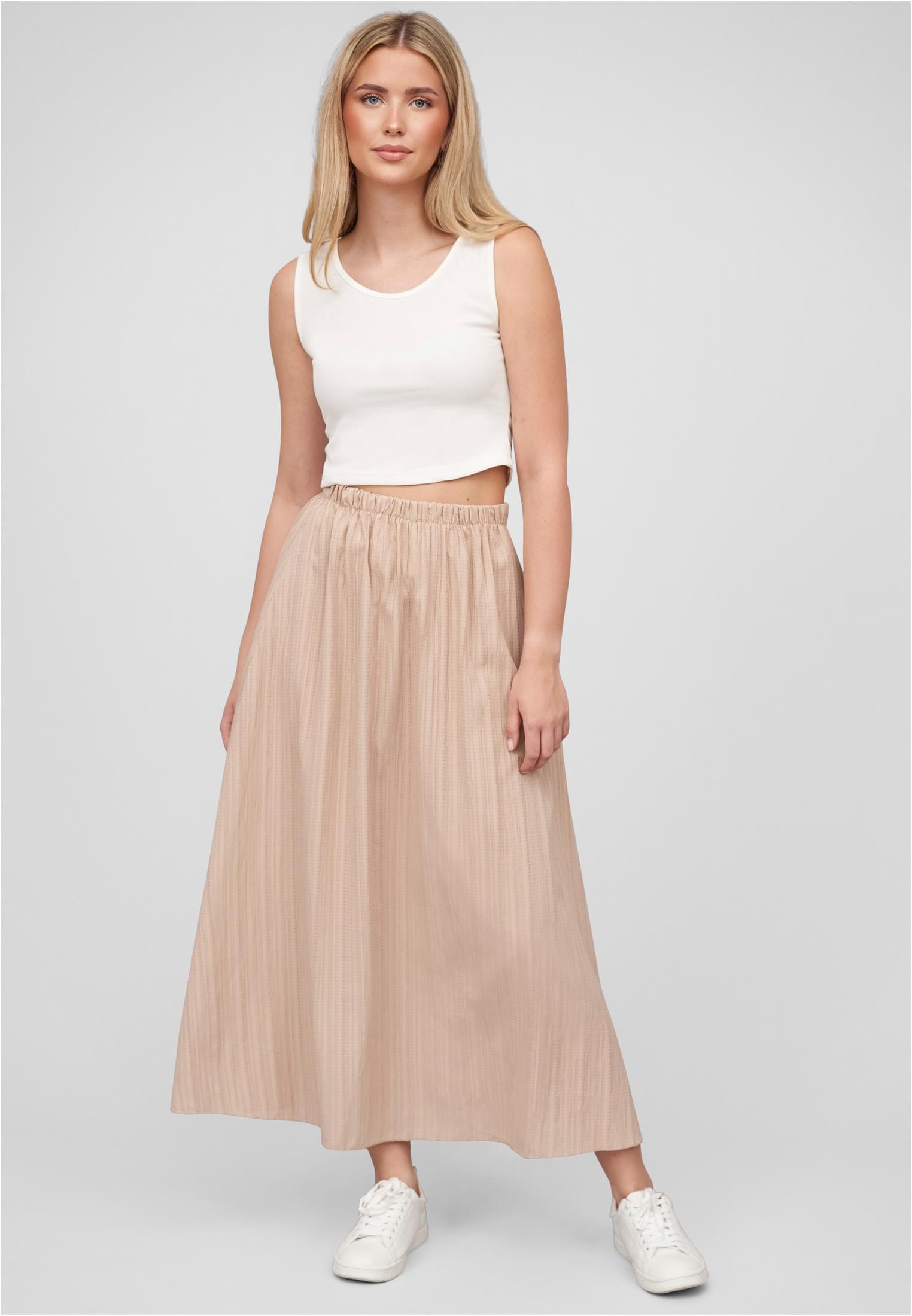 Cloud5ive Damen Longform Rock mit Strukturmuster und Gummibund beige L - variant image 4
