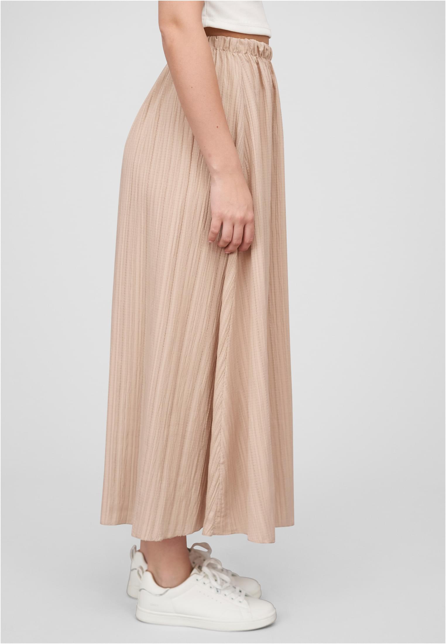 Cloud5ive Damen Longform Rock mit Strukturmuster und Gummibund beige L - variant image 3