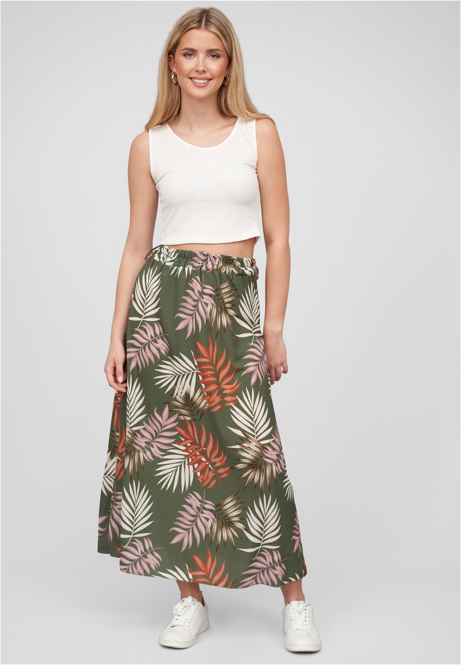Cloud5ive Damen Longform Rock mit Allover Blätter Print green L - variant image 4