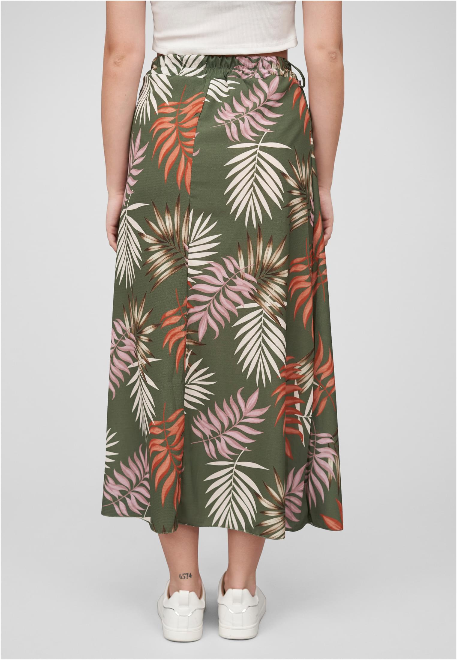 Cloud5ive Damen Longform Rock mit Allover Blätter Print green L - variant image 1