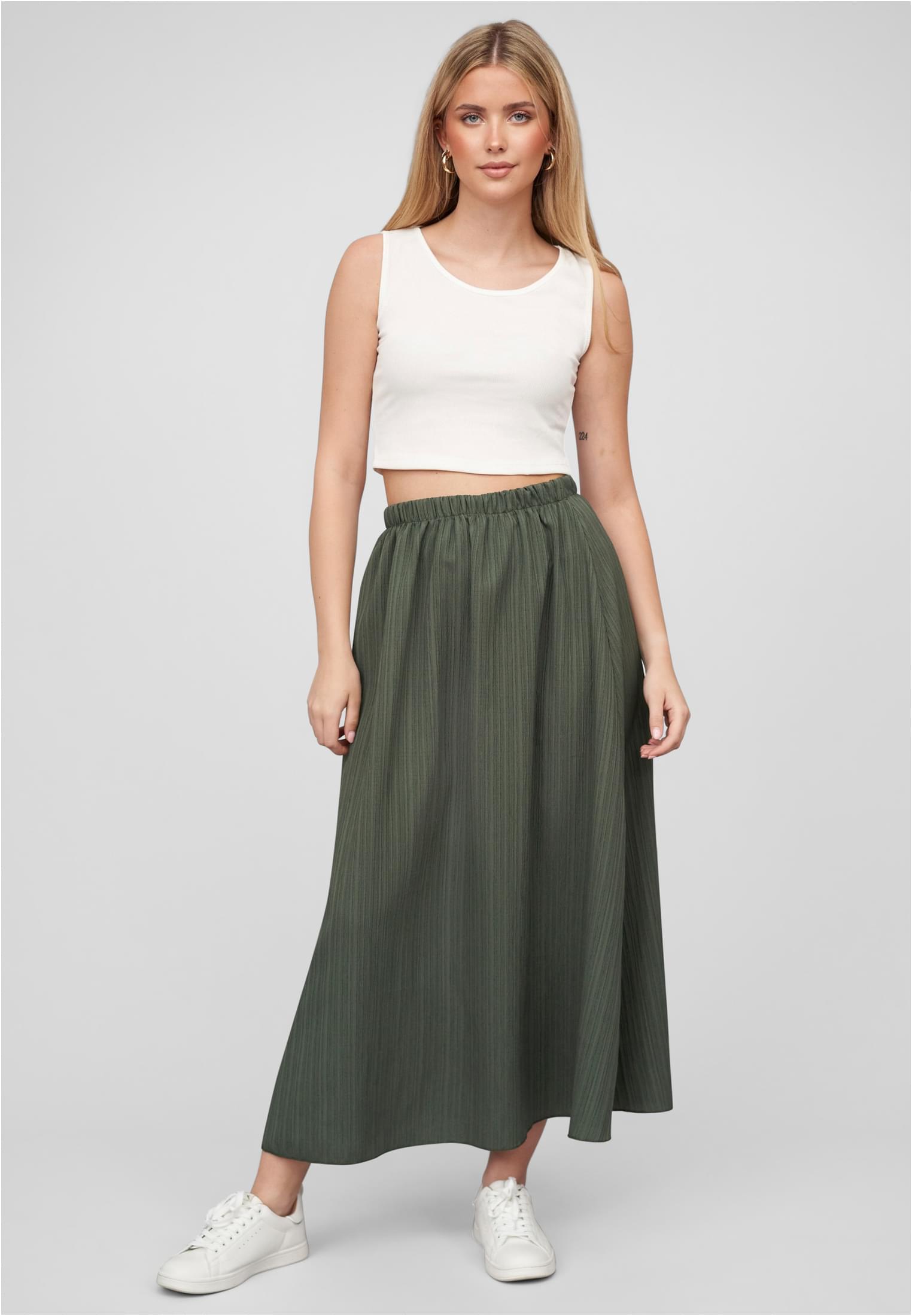 Cloud5ive Damen Longform Rock mit Strukturmuster und Gummibund green L - variant image 4