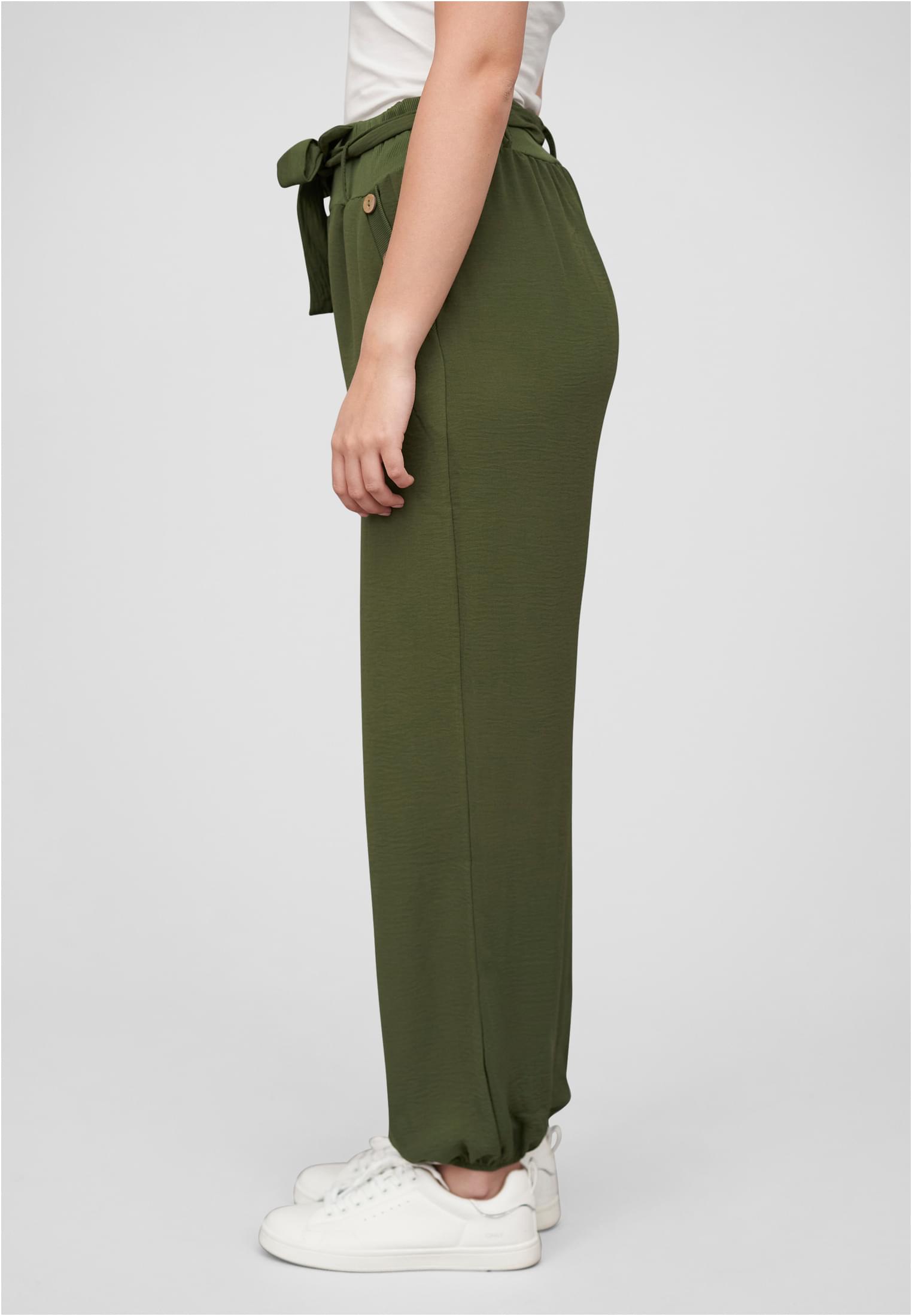 Cloud5ive Damen Sommer Hose Knopfleiste und Bindegürtel 2-Pockets green L - variant image 1