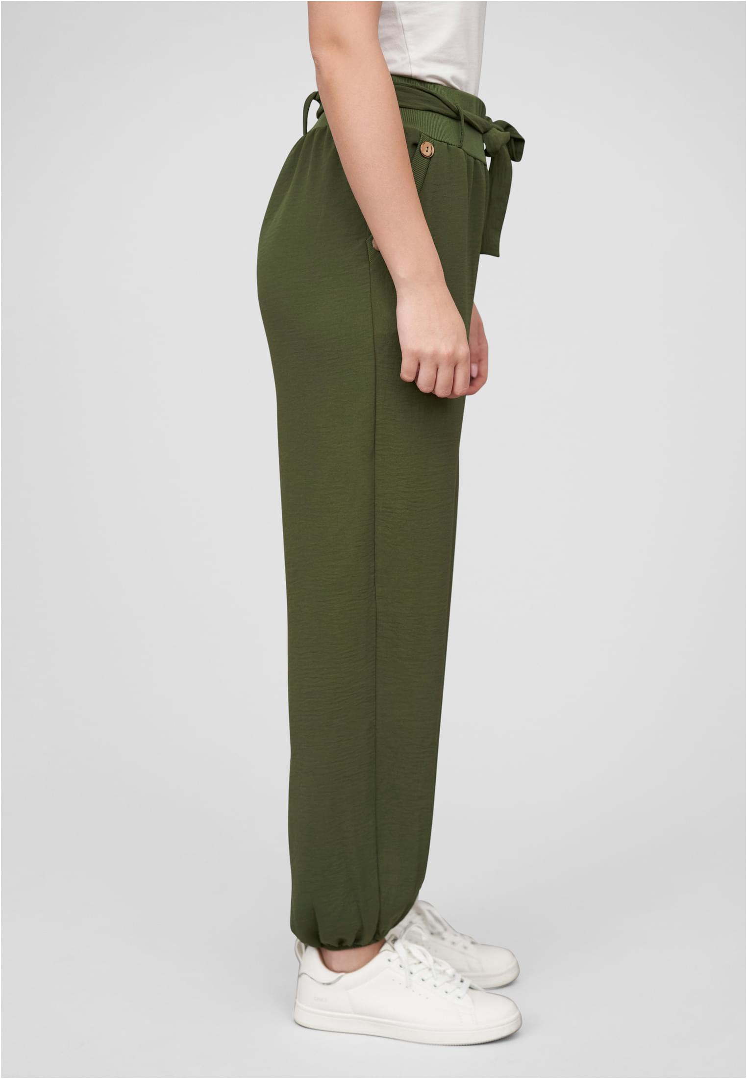 Cloud5ive Damen Sommer Hose Knopfleiste und Bindegürtel 2-Pockets green L - variant image 3
