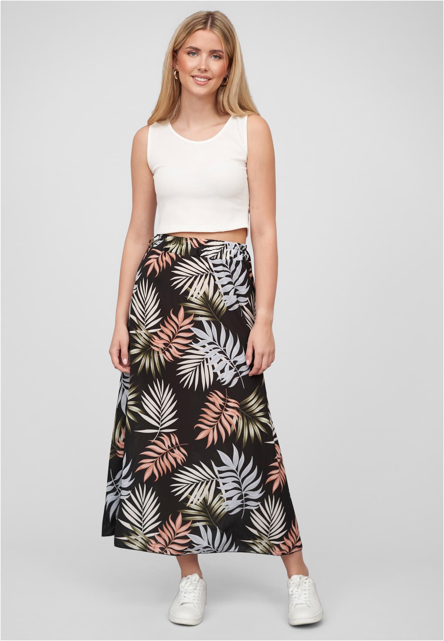 Cloud5ive Damen Longform Rock mit Allover Blätter Print black L - variant image 4