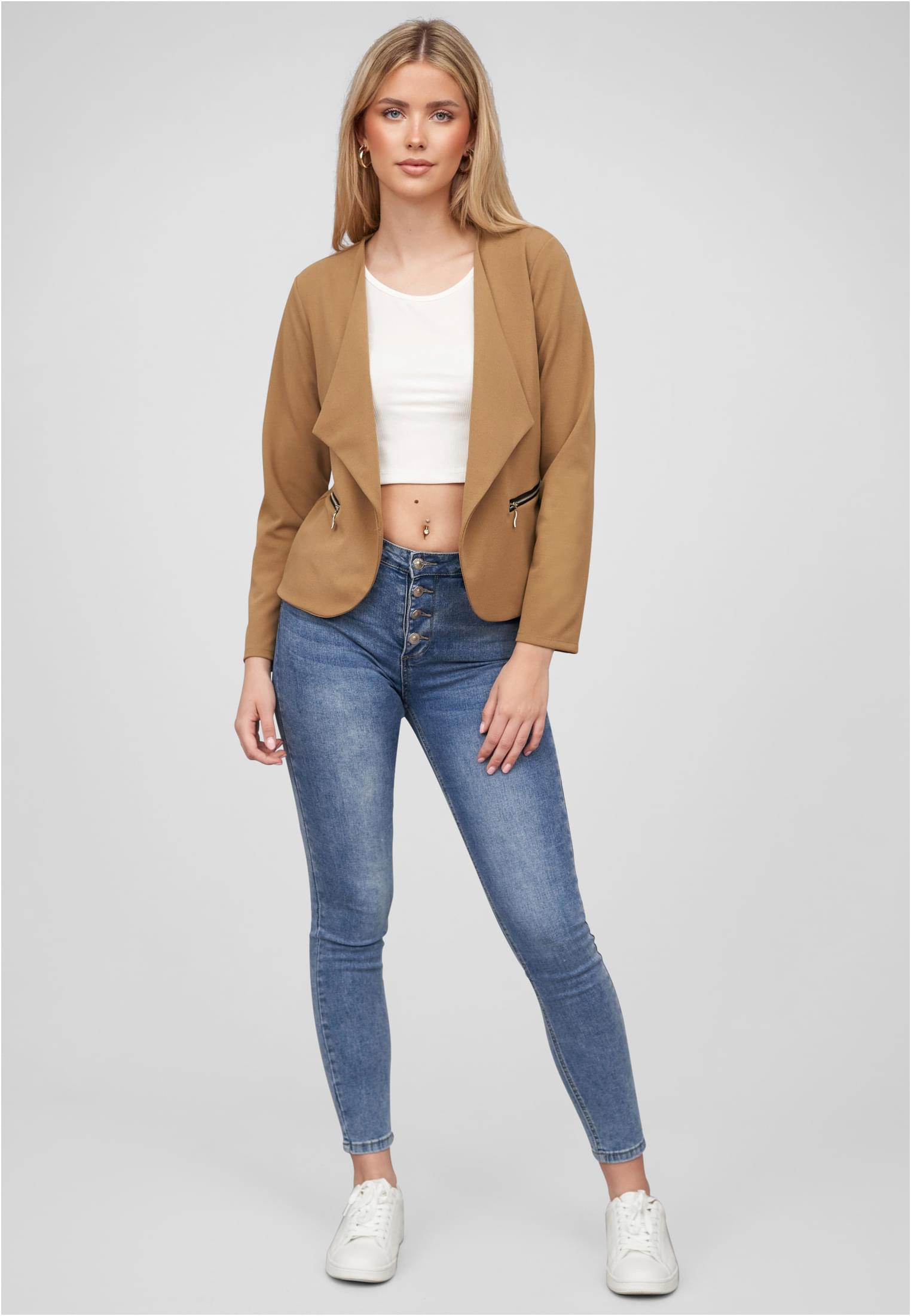 Cloud5ive Damen Blazer mit 2-Zip-Pockets und Reverskragen brown L - variant image 4
