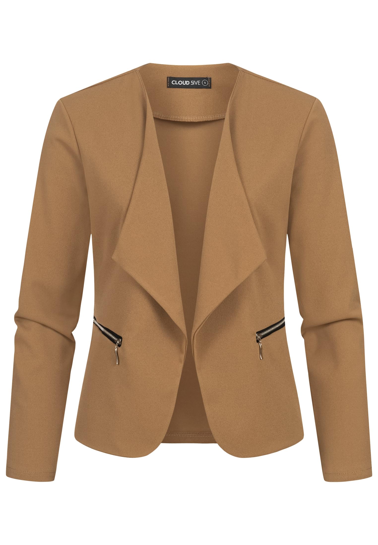 Cloud5ive Damen Blazer mit 2-Zip-Pockets und Reverskragen brown L - variant image 5