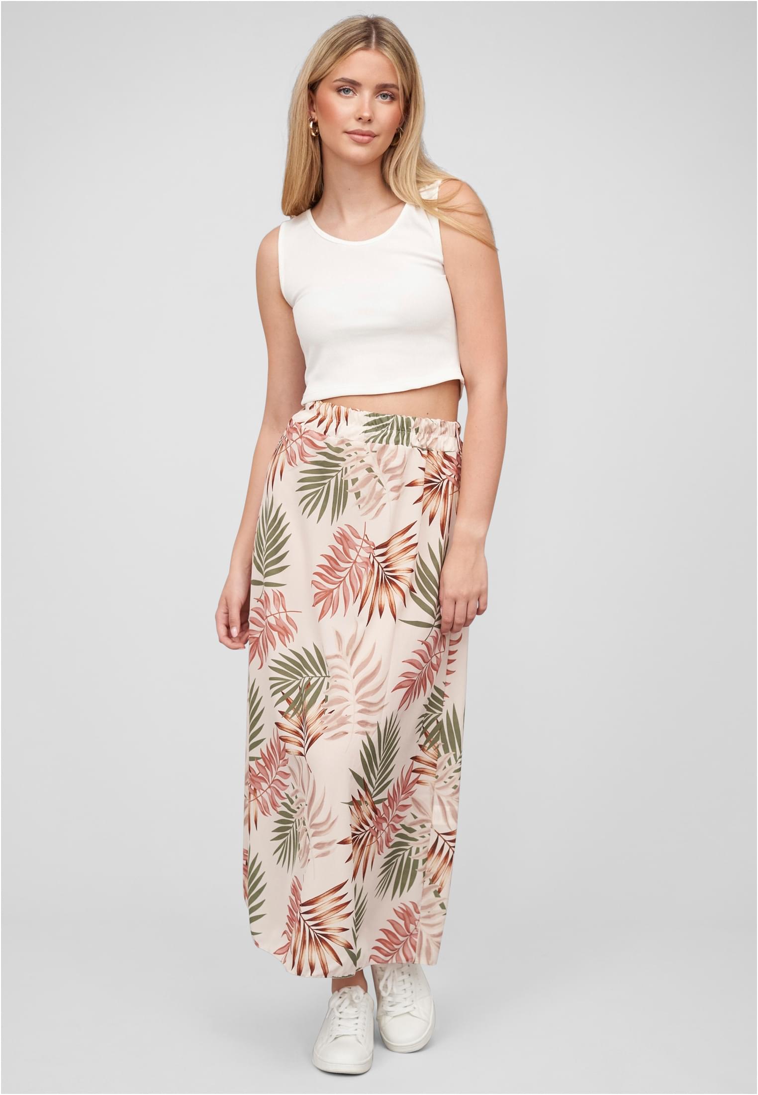 Cloud5ive Damen Longform Rock mit Allover Blätter Print white L - variant image 4