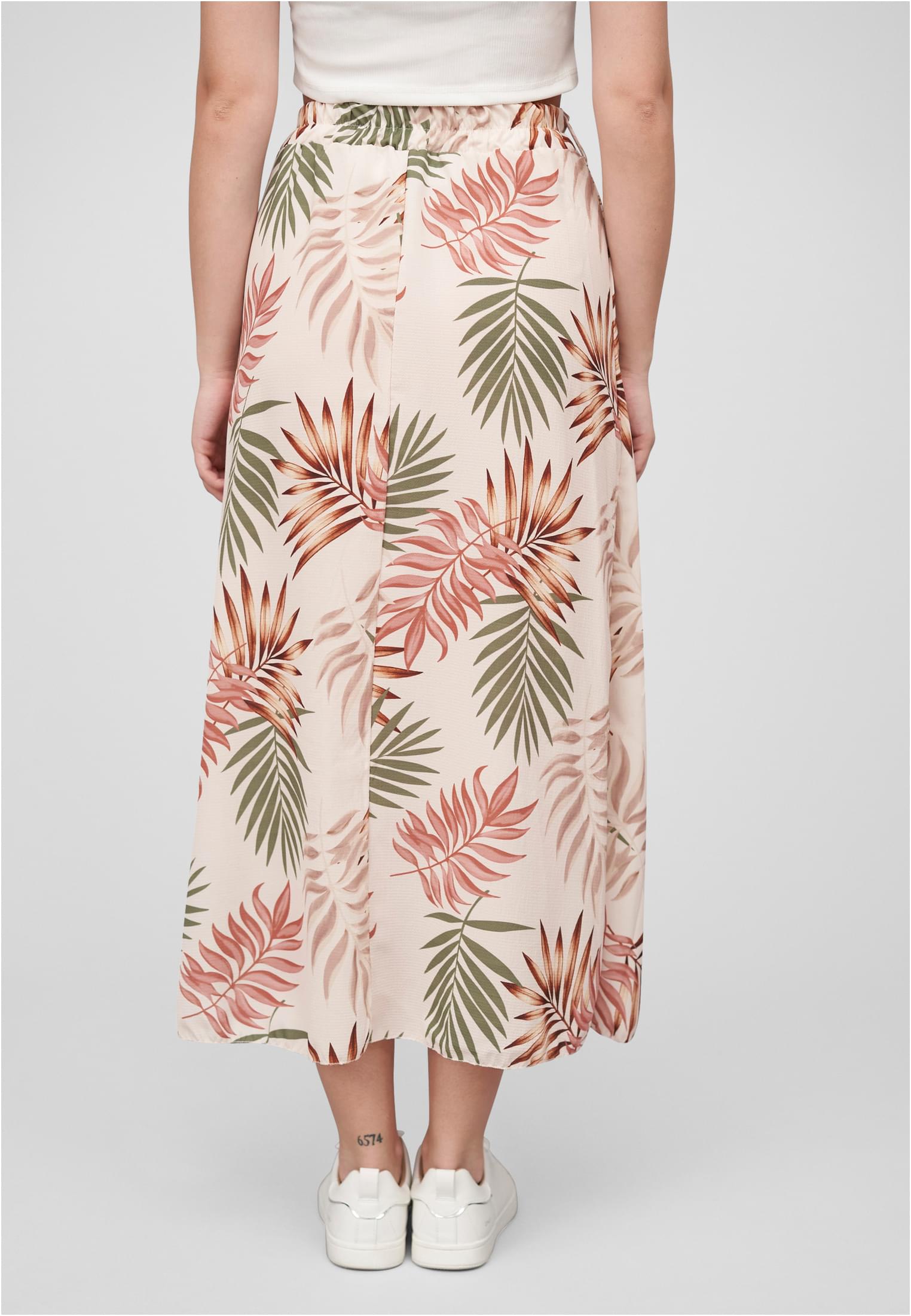 Cloud5ive Damen Longform Rock mit Allover Blätter Print white L - variant image 1