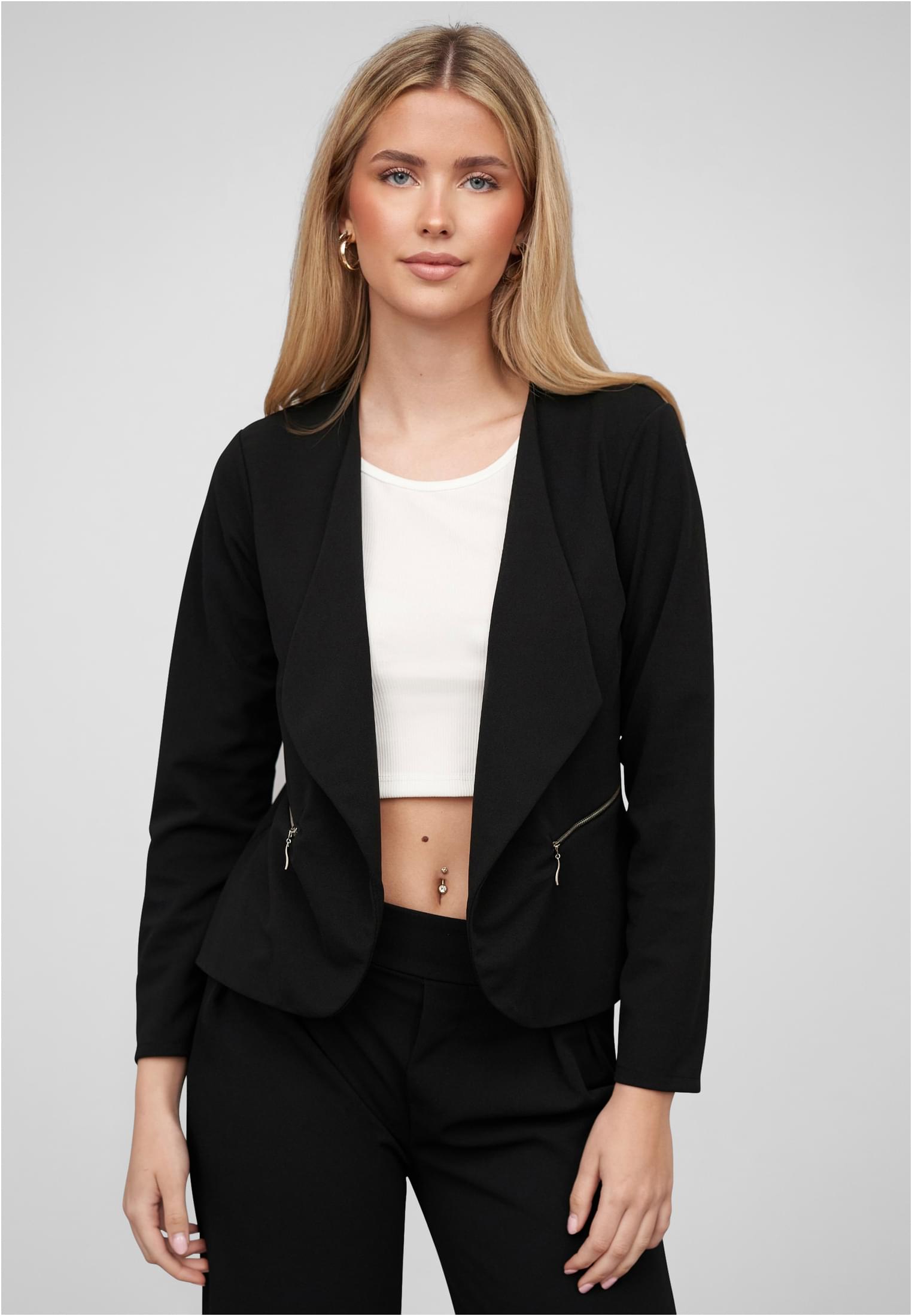 Cloud5ive Damen Blazer mit 2-Zip-Taschen und Reverskragen schwarz L
 - alternate variant 1